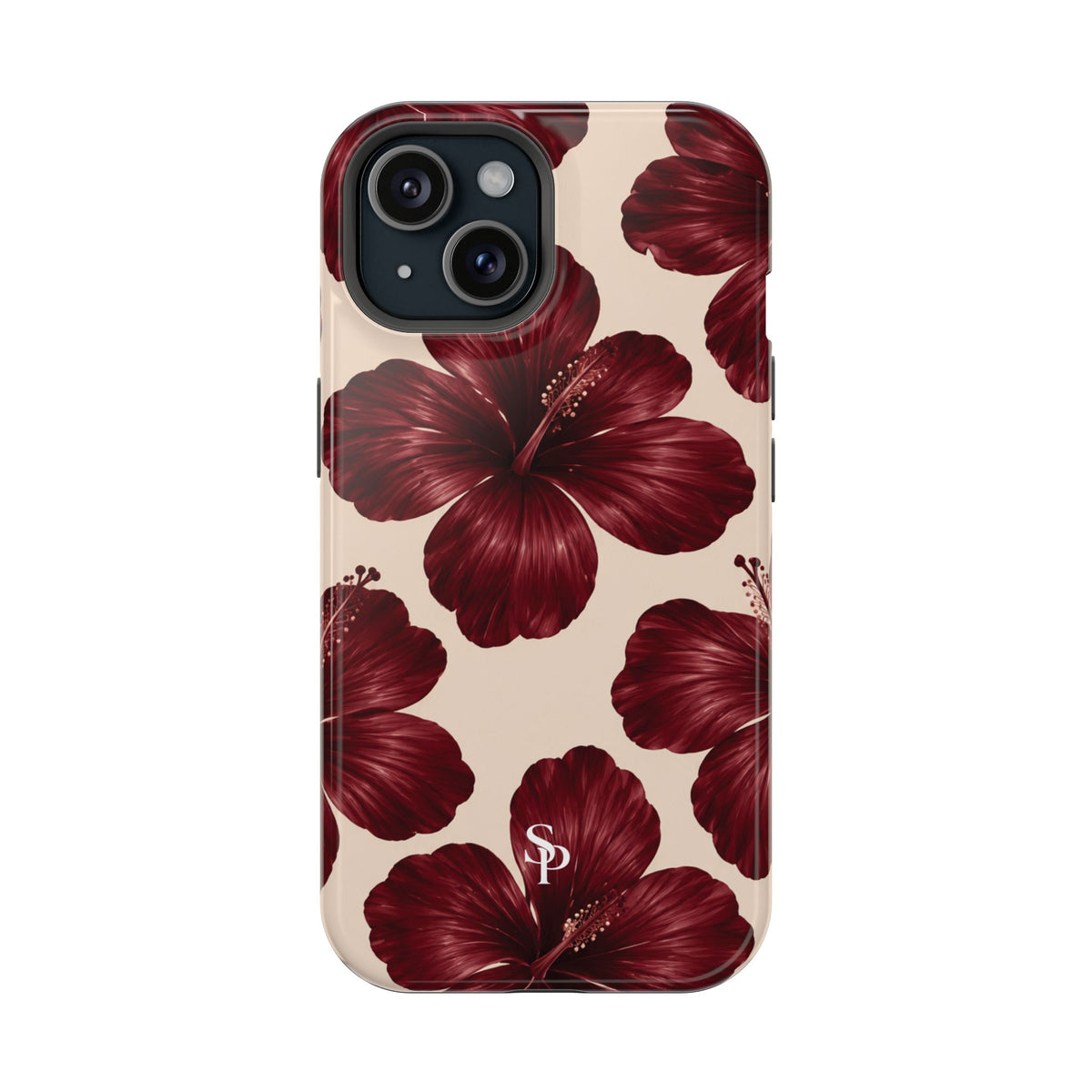 Burgundy Hibiscus Floral Magnetic Phone Case