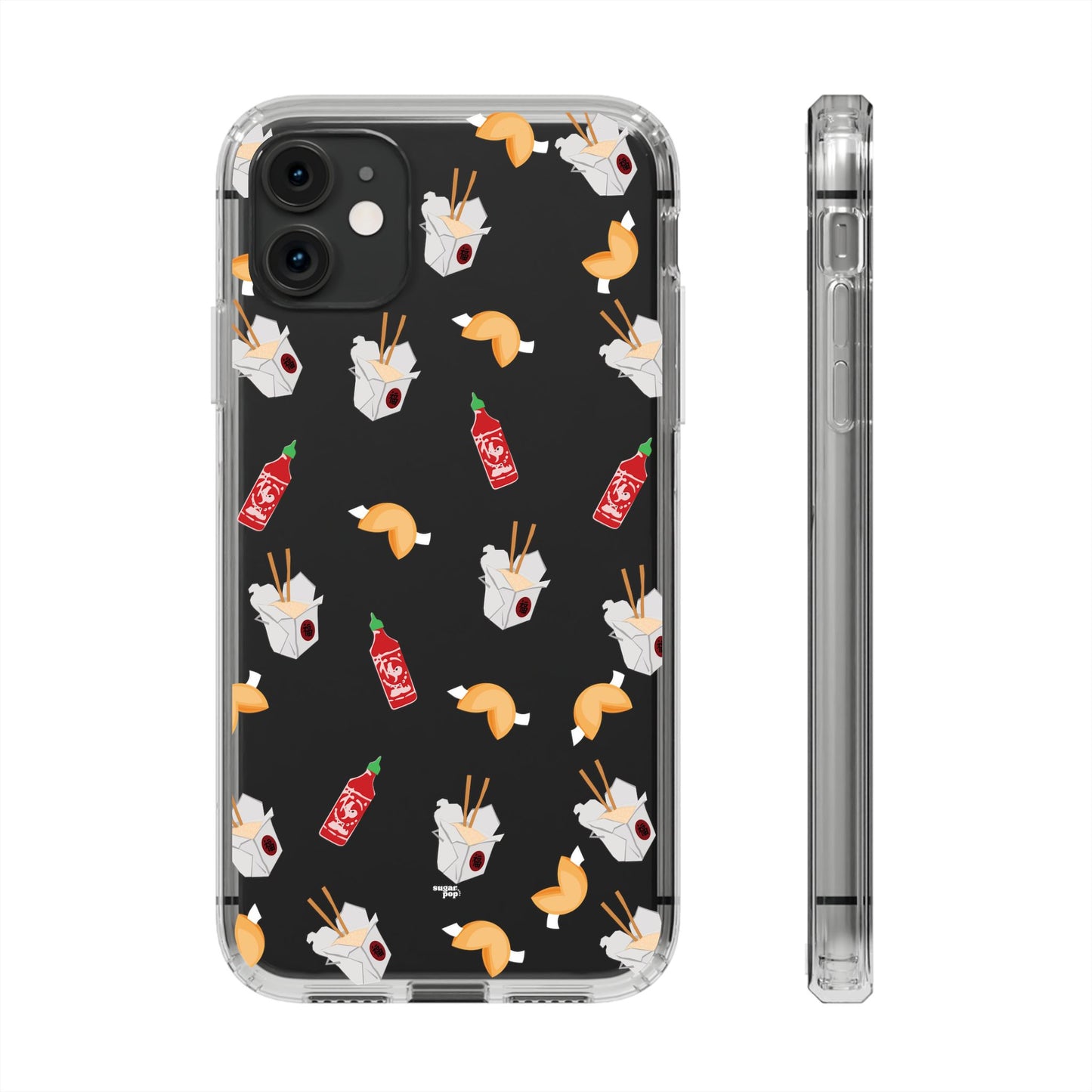 Take Out Food Pattern Clear Phone Case for Food Lovers