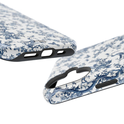 Blue Botanical Impact-Resistant Phone Case