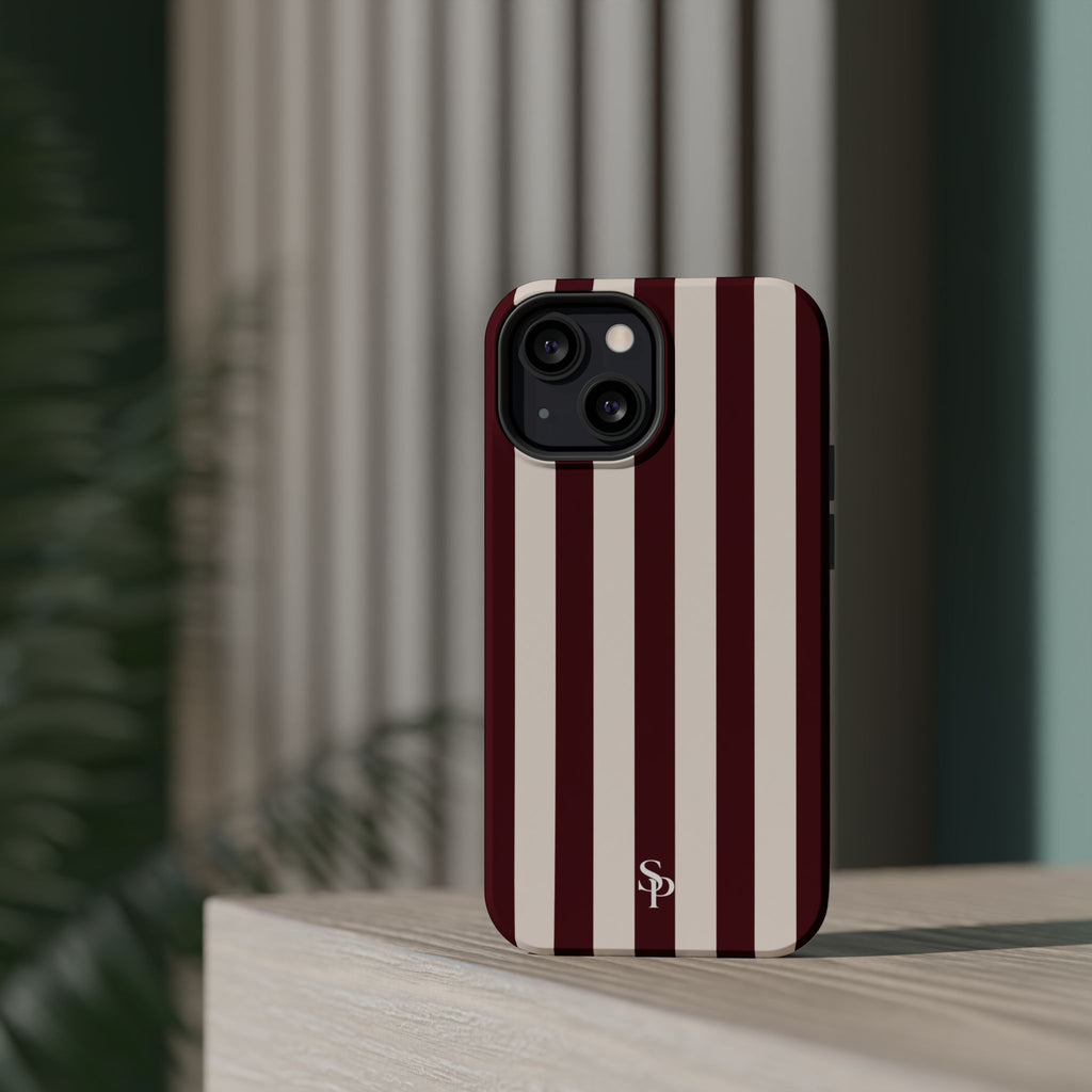 Burgundy Striped Magnetic Phone Case