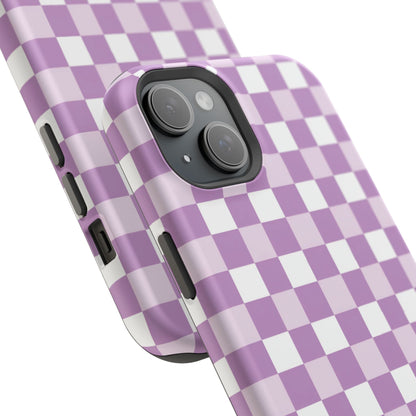 Purple Checkerboard Impact-Resistant Phone Case