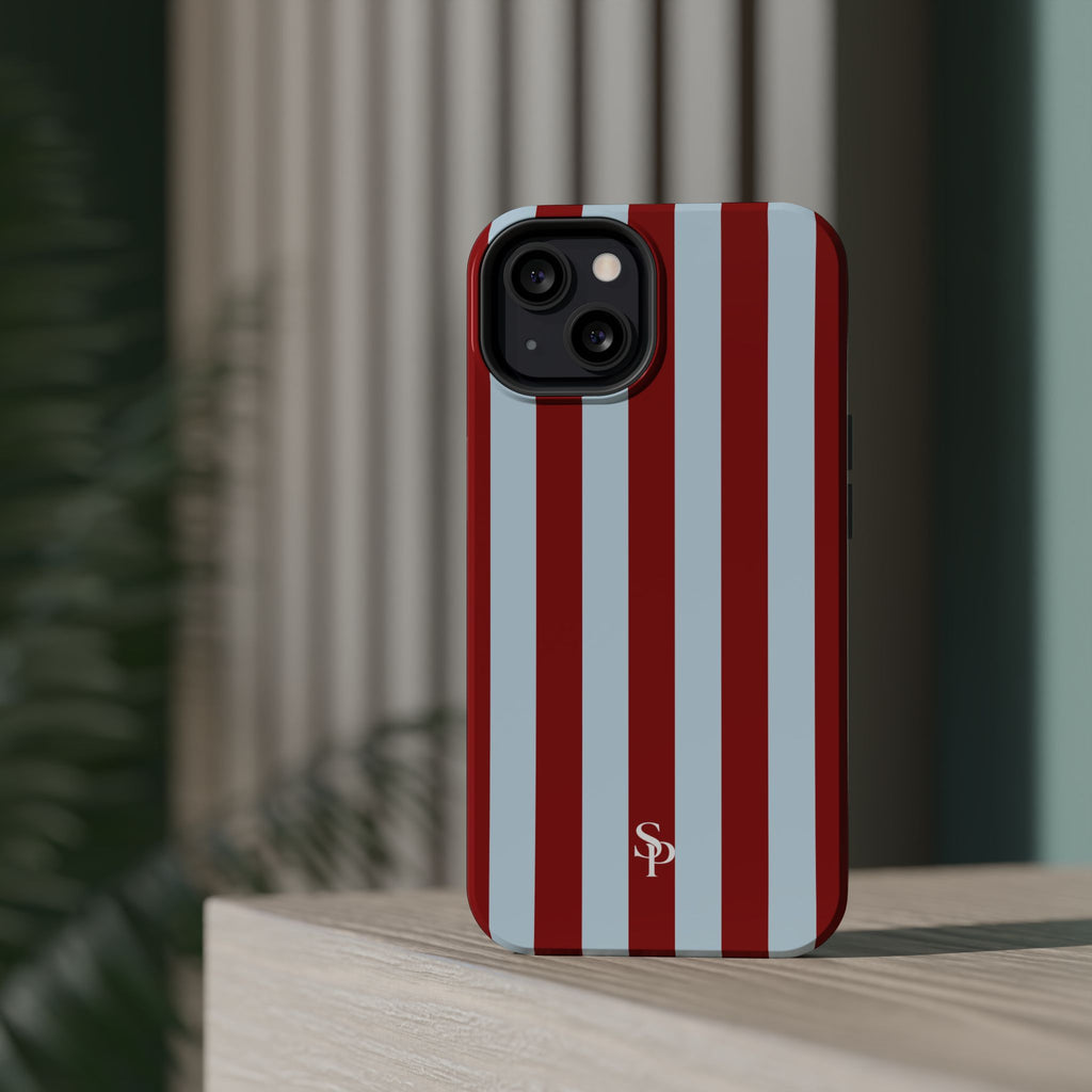 Red & Light Blue Vertical Stripe Magnetic Impact-Resistant Phone Case