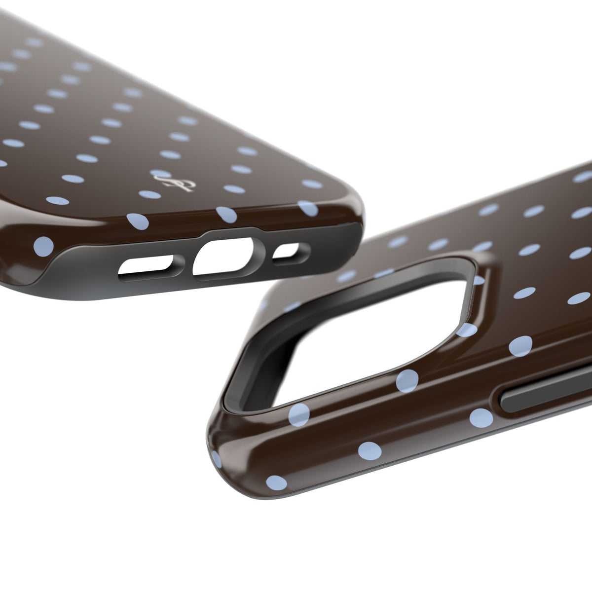 Brown & Light Blue Polka Dot Magnetic Phone Case