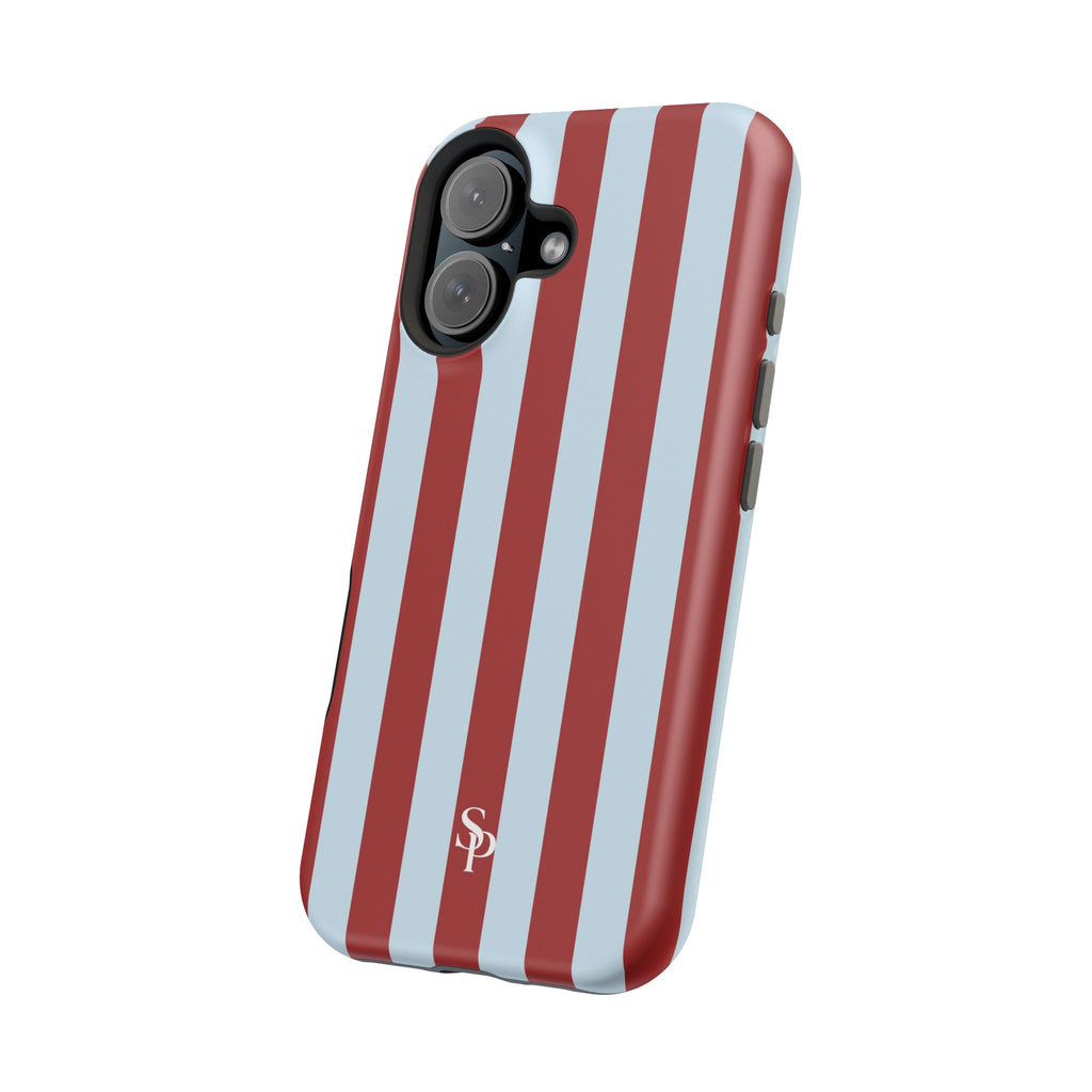 Red & Light Blue Vertical Stripe Magnetic Impact-Resistant Phone Case