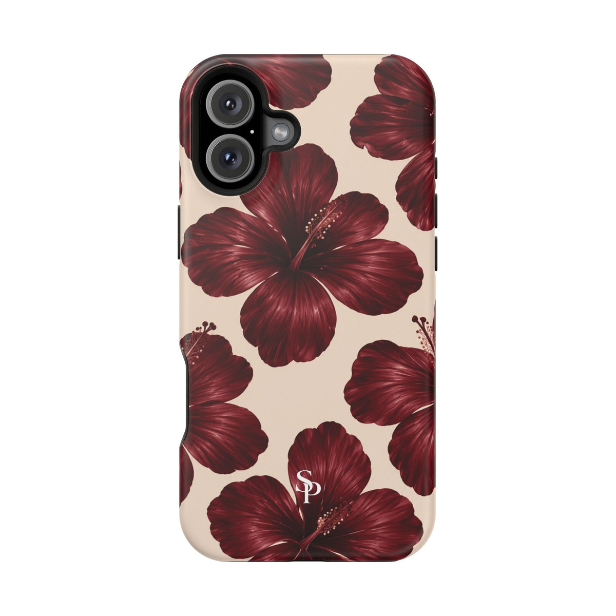 Burgundy Hibiscus Floral Magnetic Phone Case