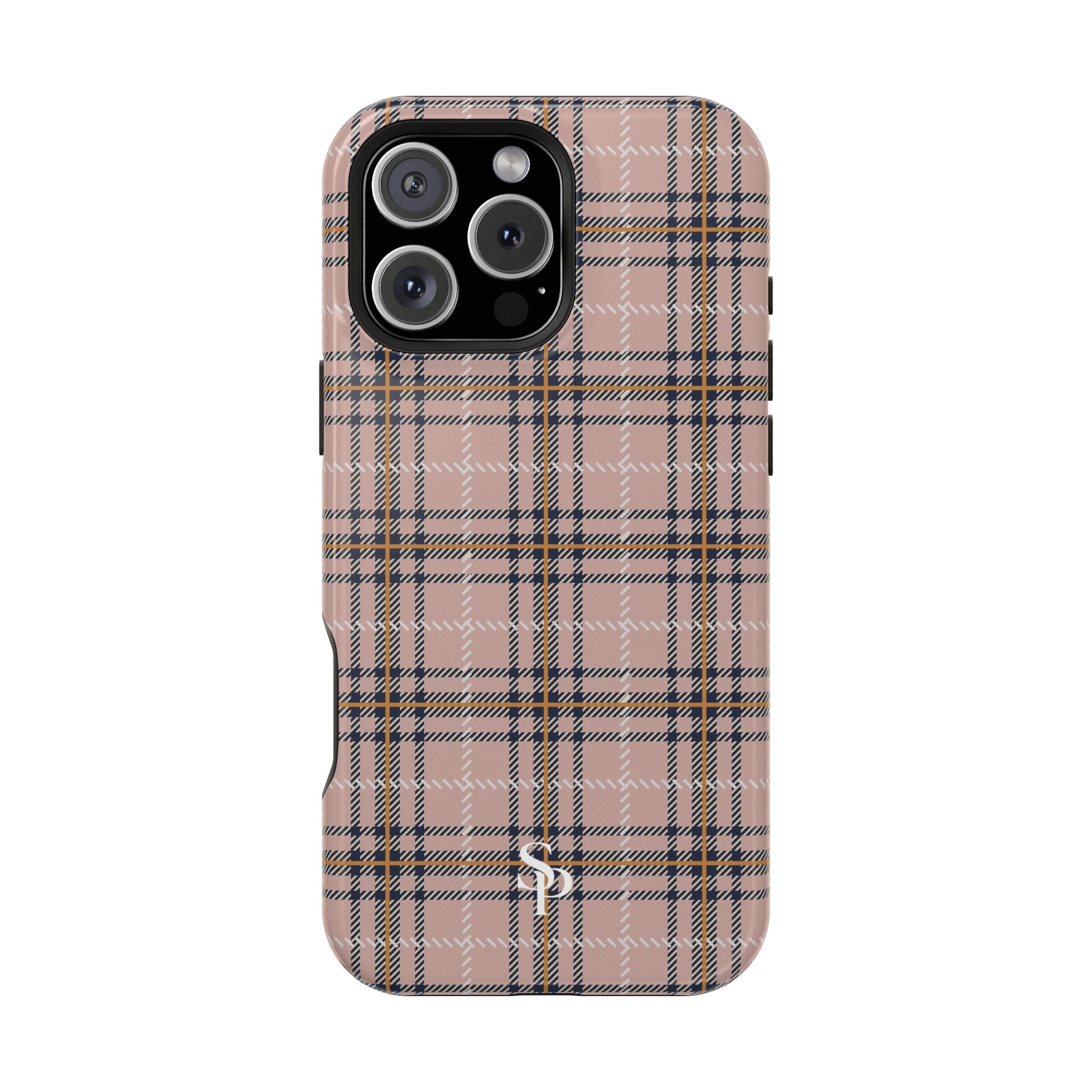 Pink Plaid Magnetic Impact-Resistant Phone Case