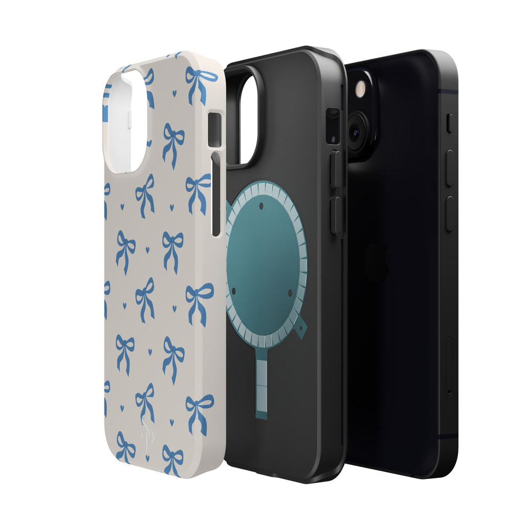 Blue Bow with Small Blue Hearts Magnetic Tough Case