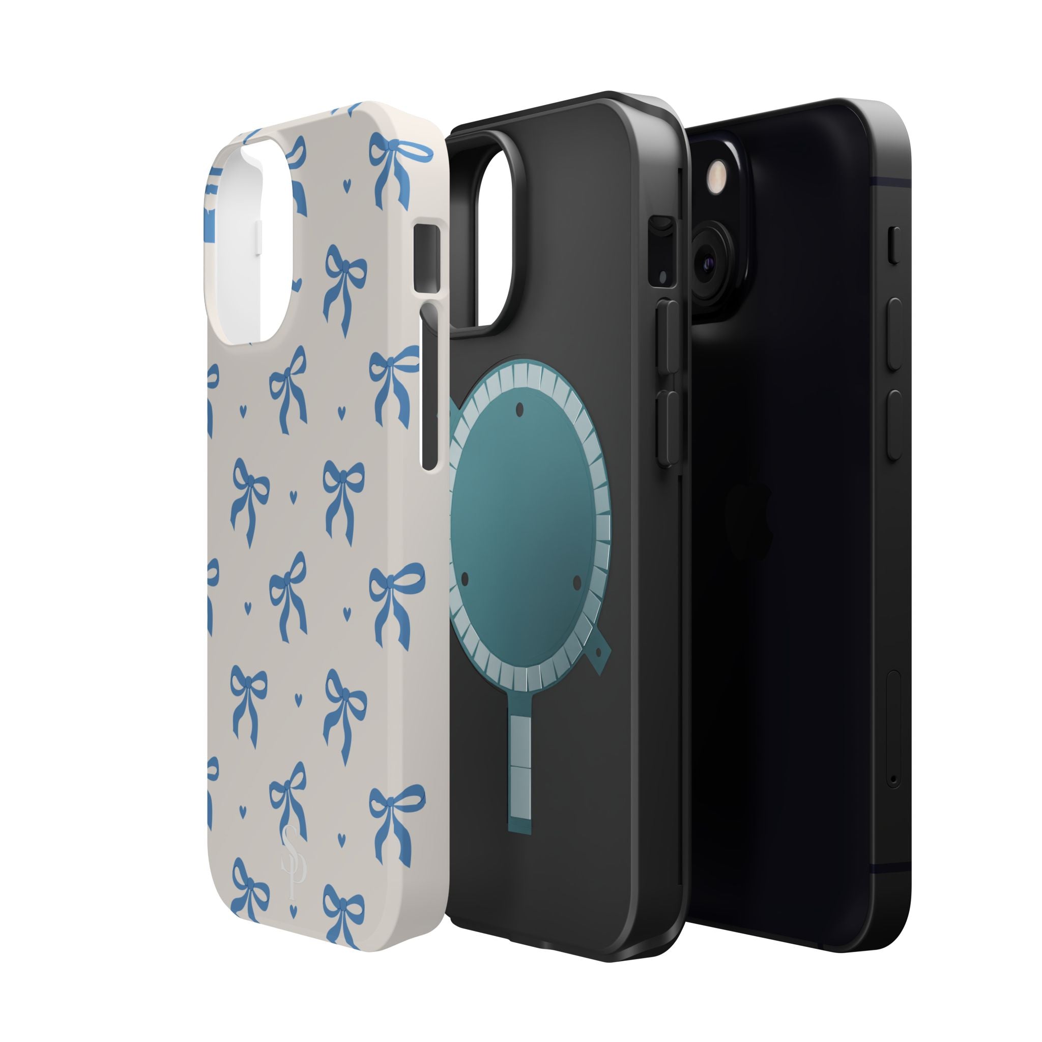 Blue Bow with Small Blue Hearts Magnetic Tough Case