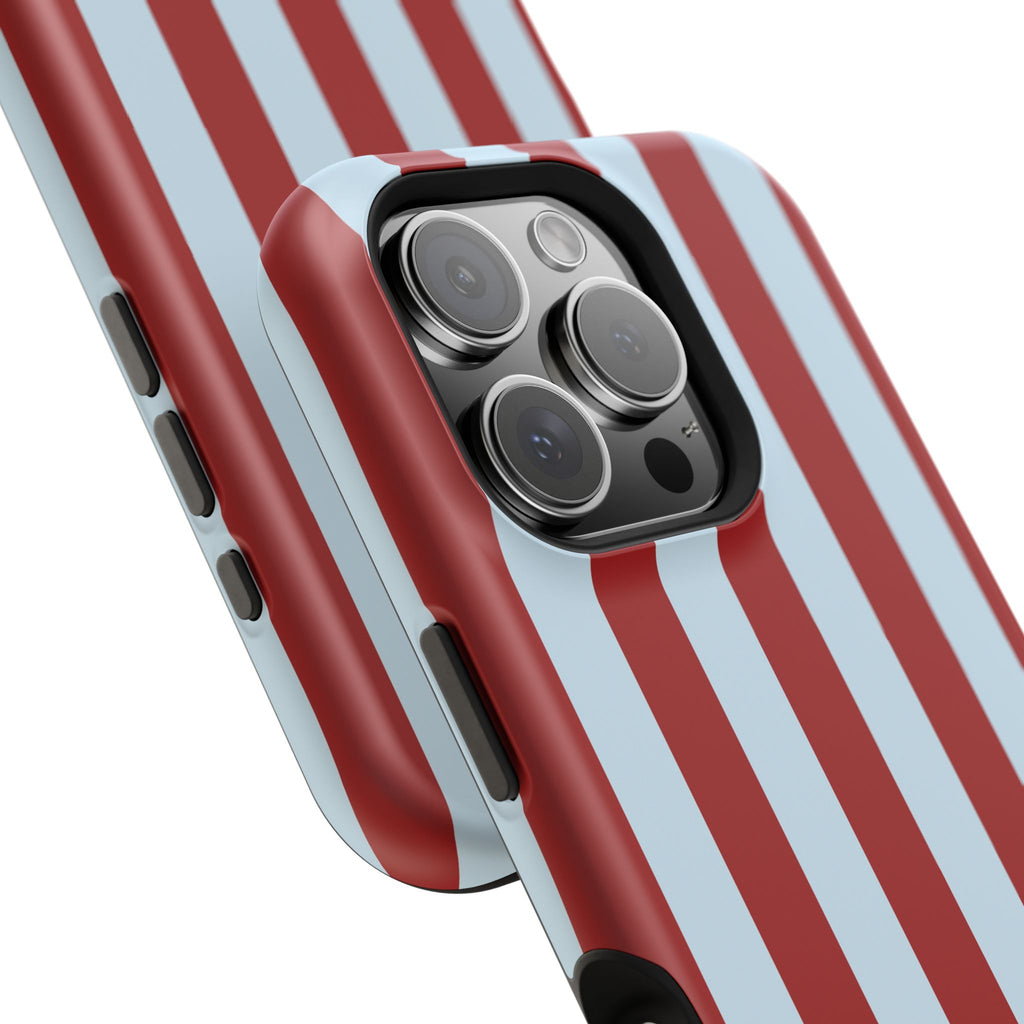 Red & Light Blue Vertical Stripe Magnetic Impact-Resistant Phone Case