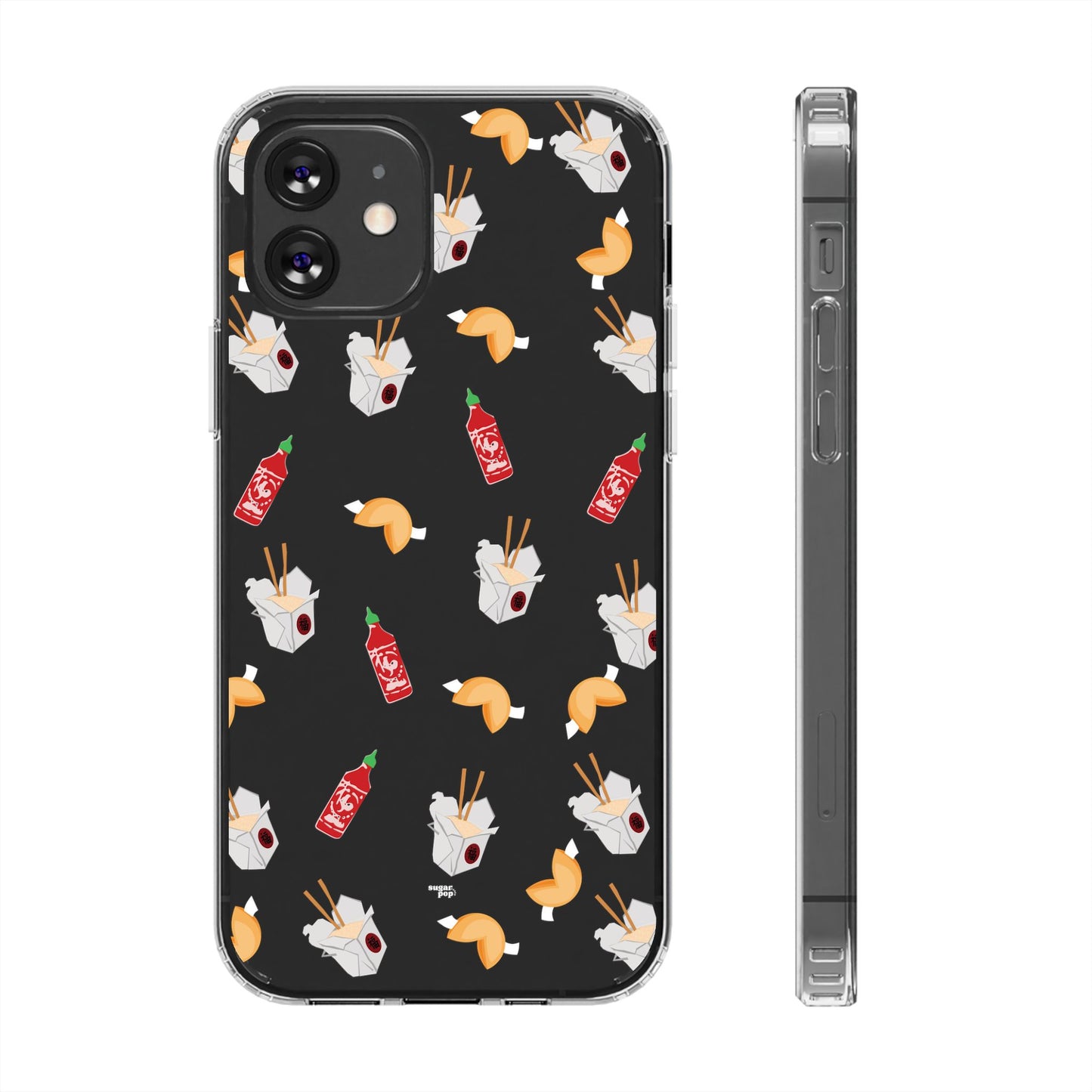 Take Out Food Pattern Clear Phone Case for Food Lovers