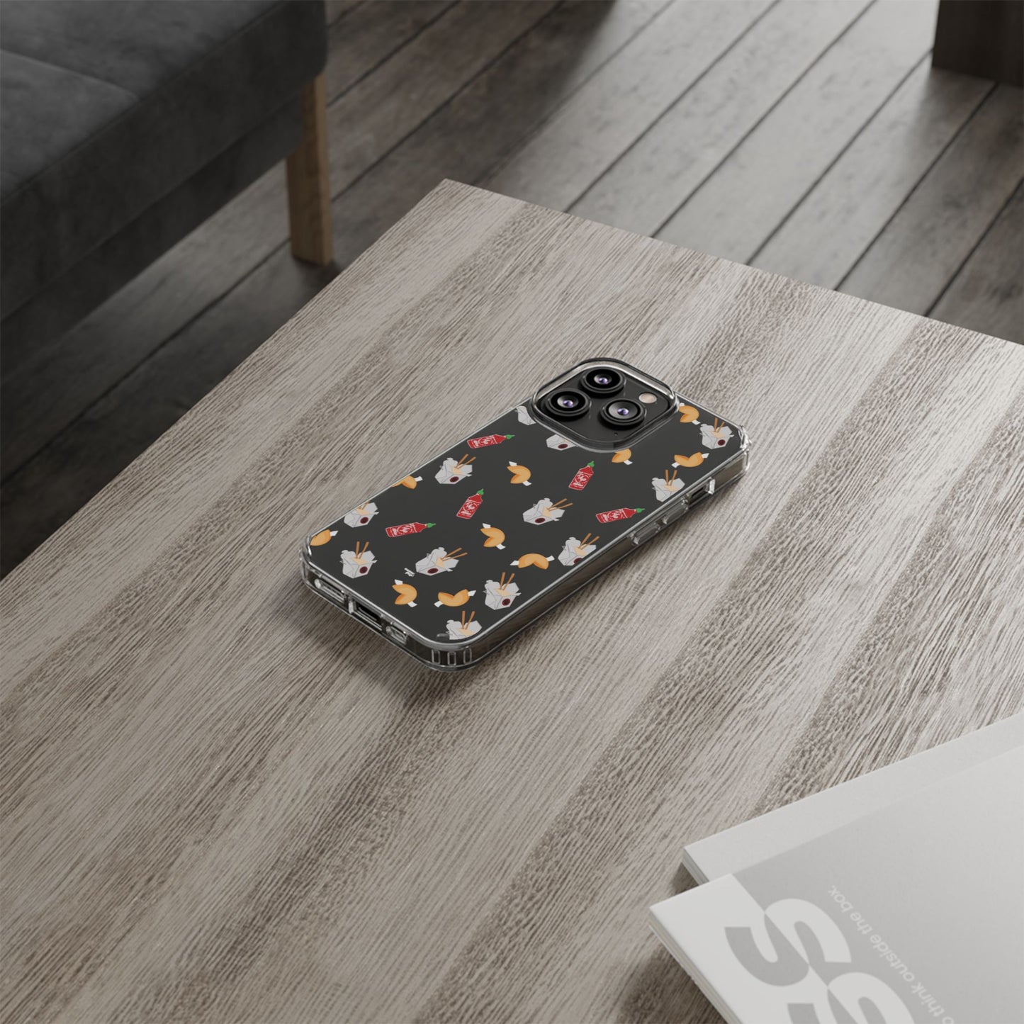 Take Out Food Pattern Clear Phone Case for Food Lovers