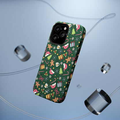 Green Festive Holiday Phone Case - Impact-Resistant Design for Christmas Cheer