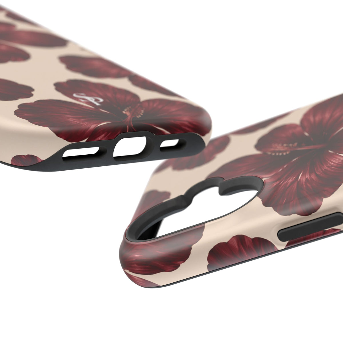 Burgundy Hibiscus Floral Magnetic Phone Case