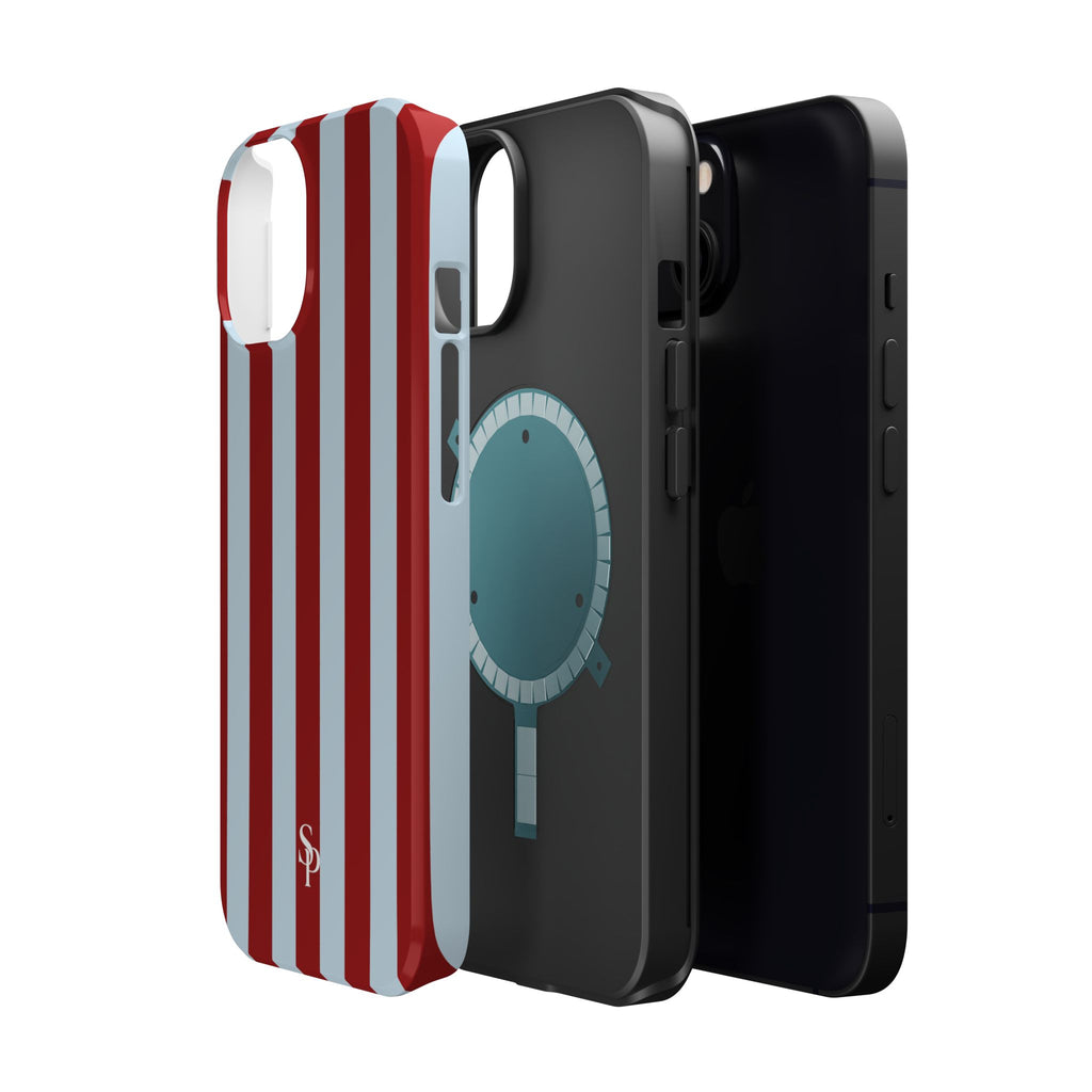Red & Light Blue Vertical Stripe Magnetic Impact-Resistant Phone Case
