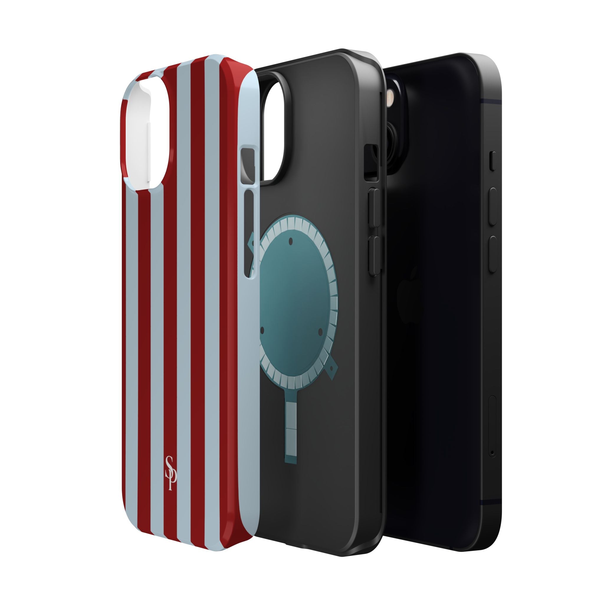 Red & Light Blue Vertical Stripe Magnetic Impact-Resistant Phone Case