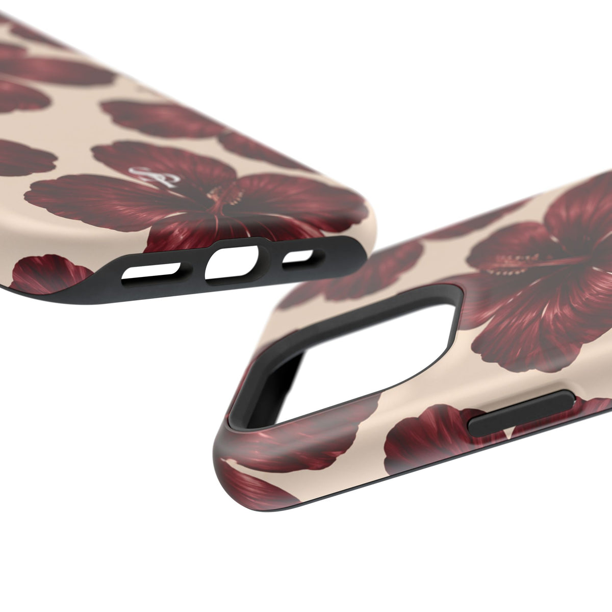 Burgundy Hibiscus Floral Magnetic Phone Case