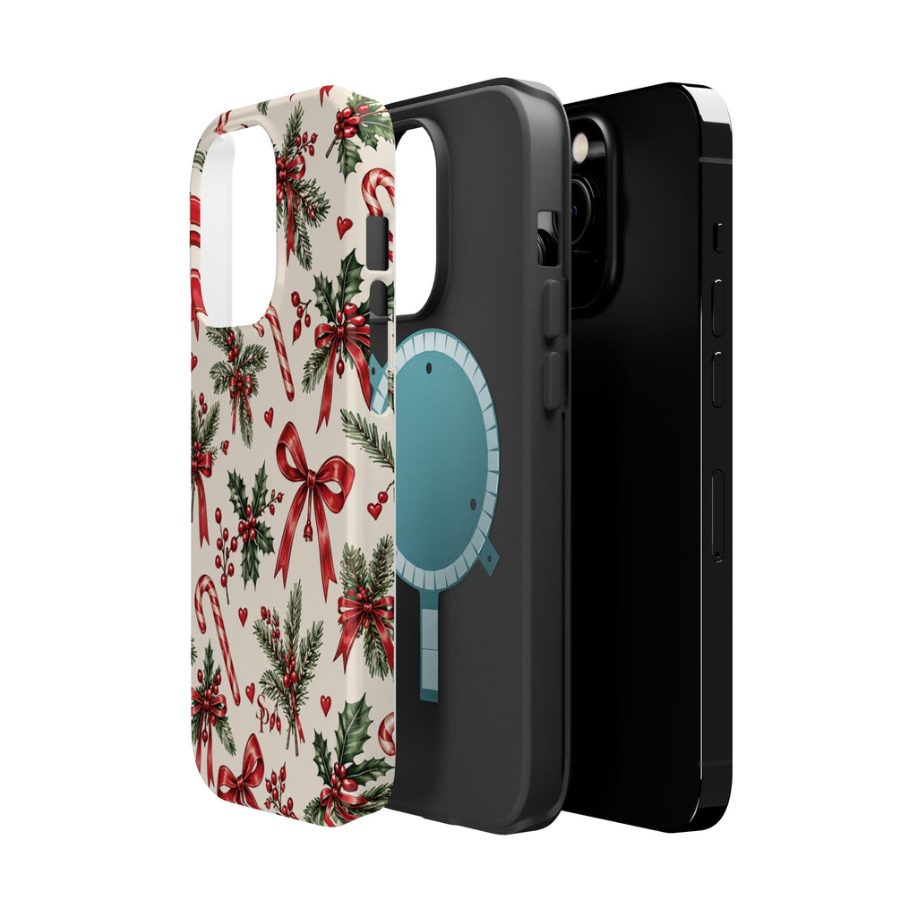 Christmas Candy Cane & Bow Magnetic Phone Case