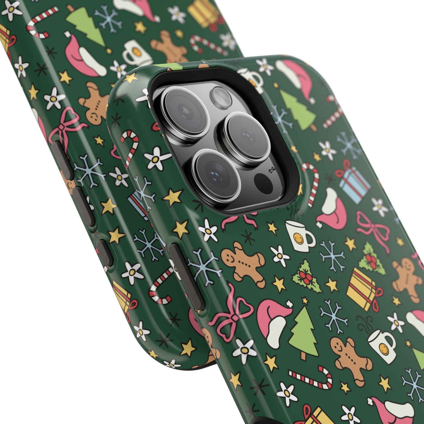 Green Festive Holiday Phone Case - Impact-Resistant Design for Christmas Cheer