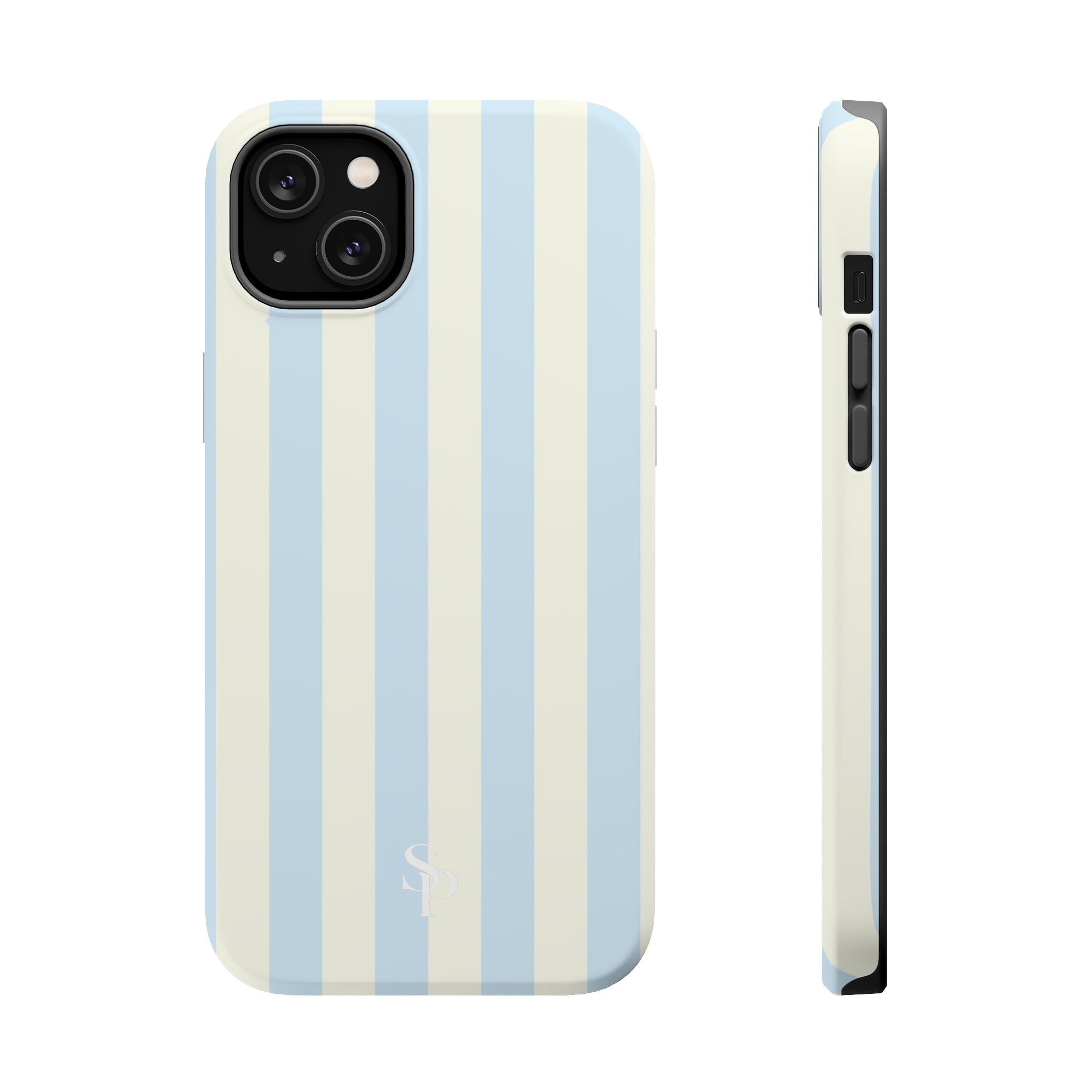 Pastel Blue & Cream Stripe Magnetic Impact-Resistant Phone Case