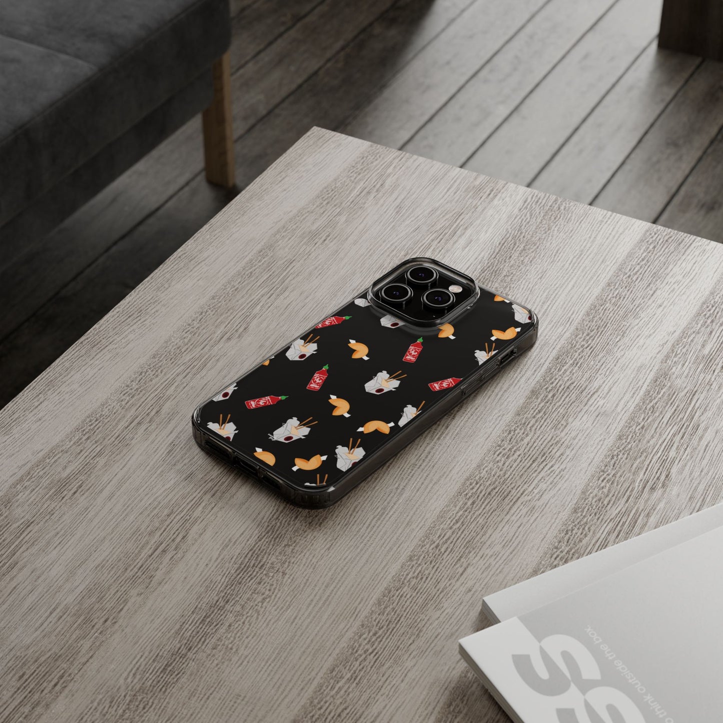 Take Out Food Pattern Clear Phone Case for Food Lovers