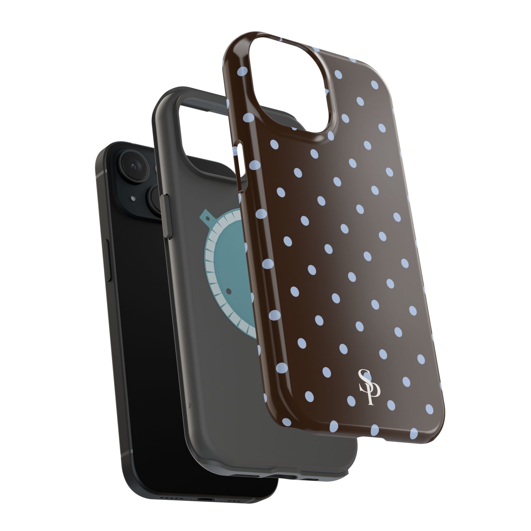 Brown & Light Blue Polka Dot Magnetic Phone Case