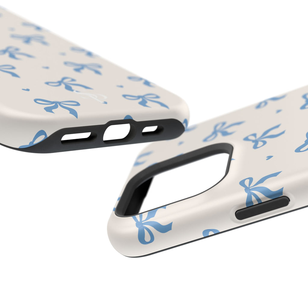 Blue Bow with Small Blue Hearts Magnetic Tough Case