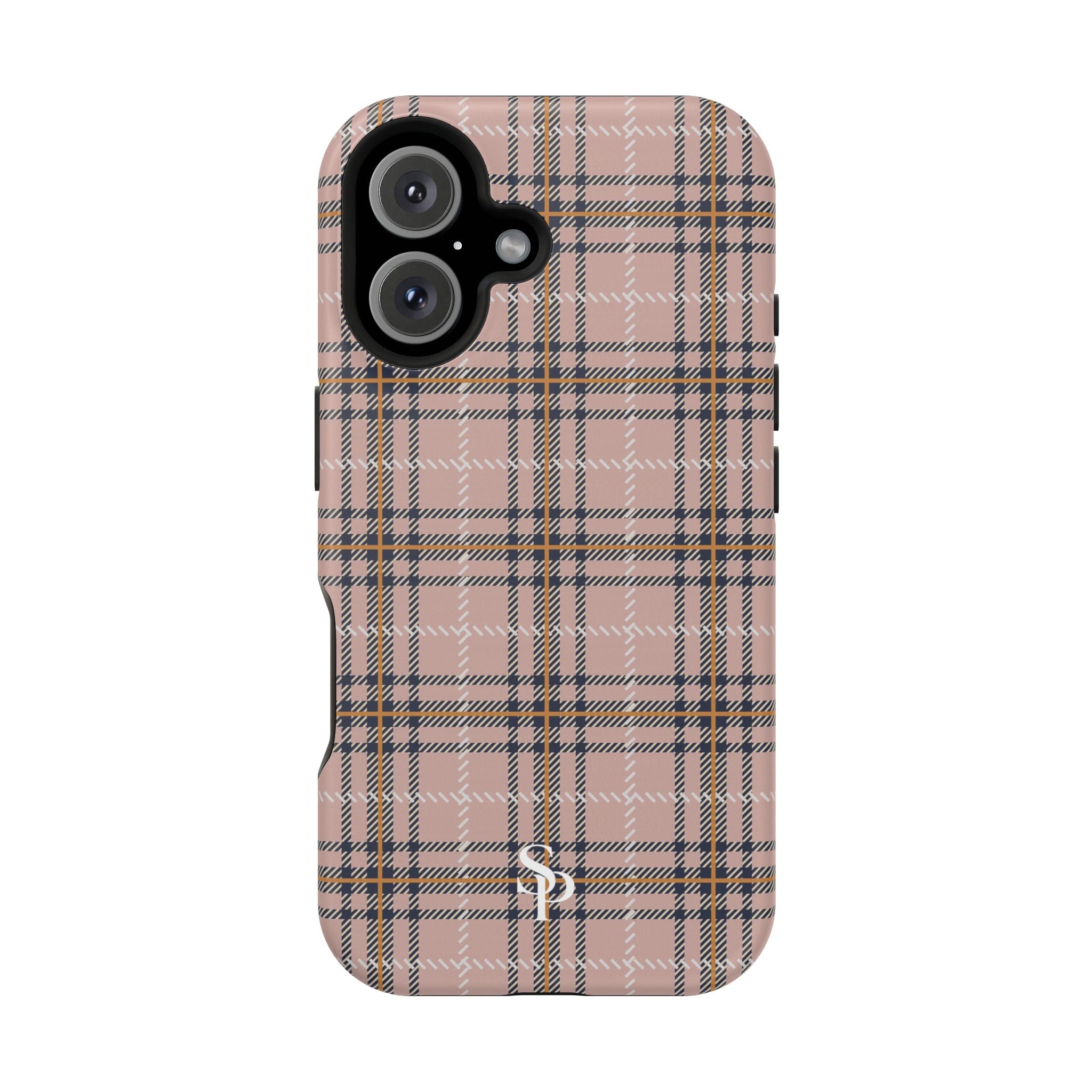 Pink Plaid Magnetic Impact-Resistant Phone Case