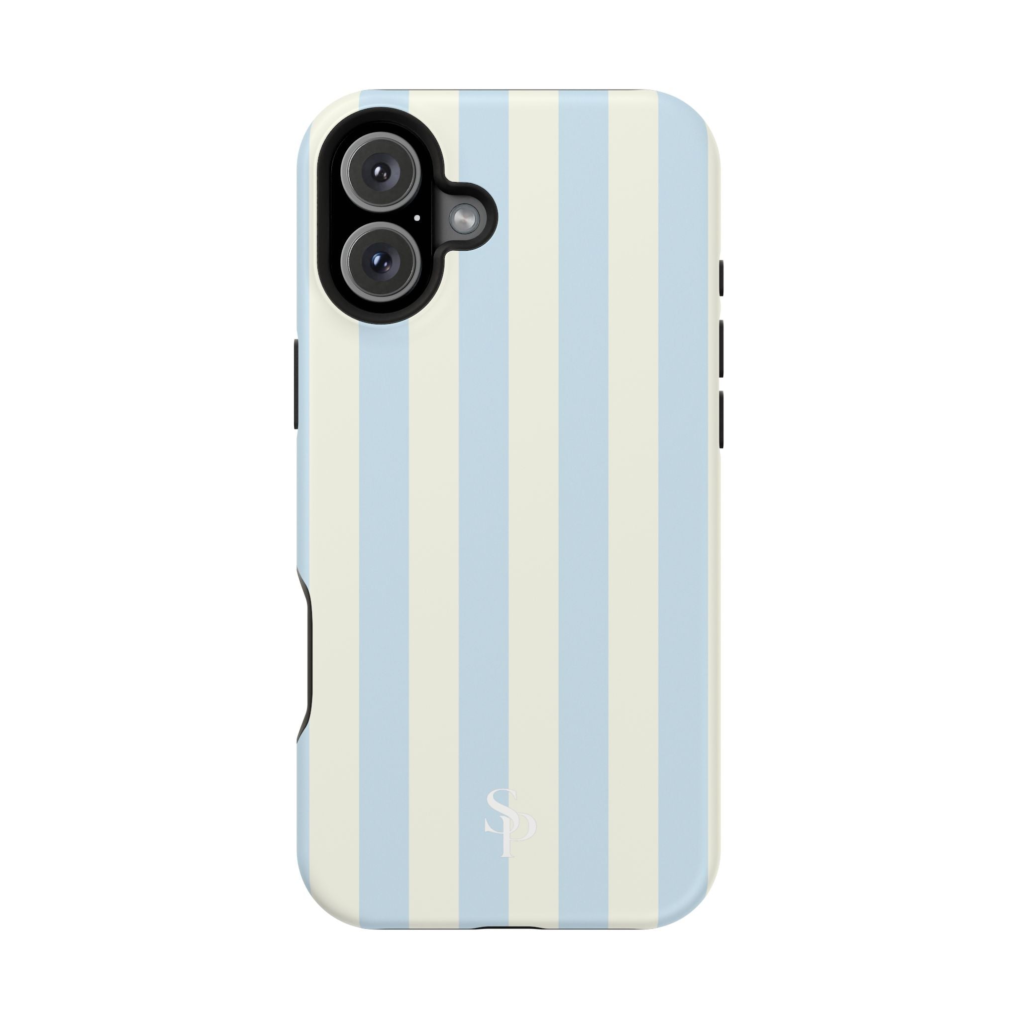 Pastel Blue & Cream Stripe Magnetic Impact-Resistant Phone Case