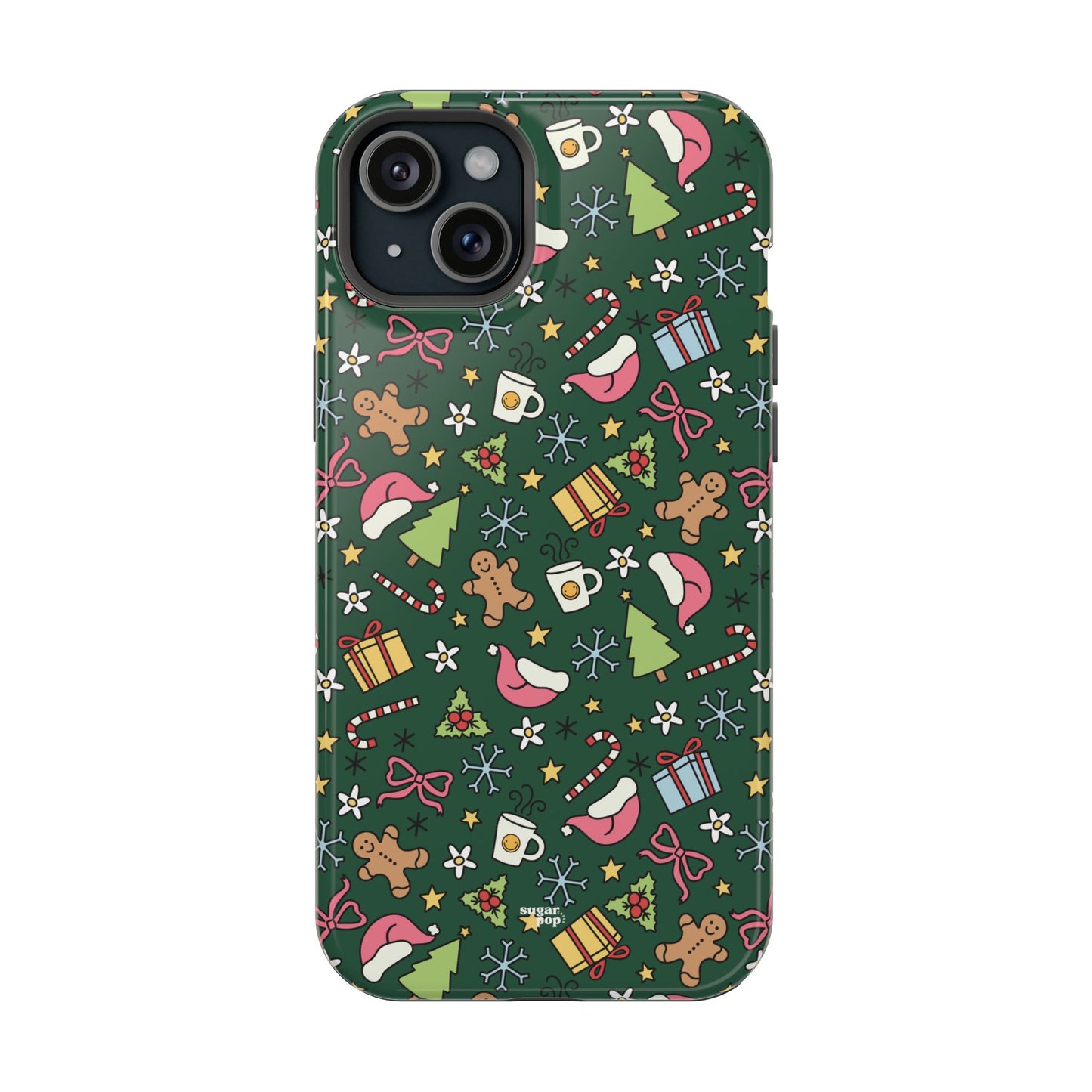 Green Festive Holiday Phone Case - Impact-Resistant Design for Christmas Cheer