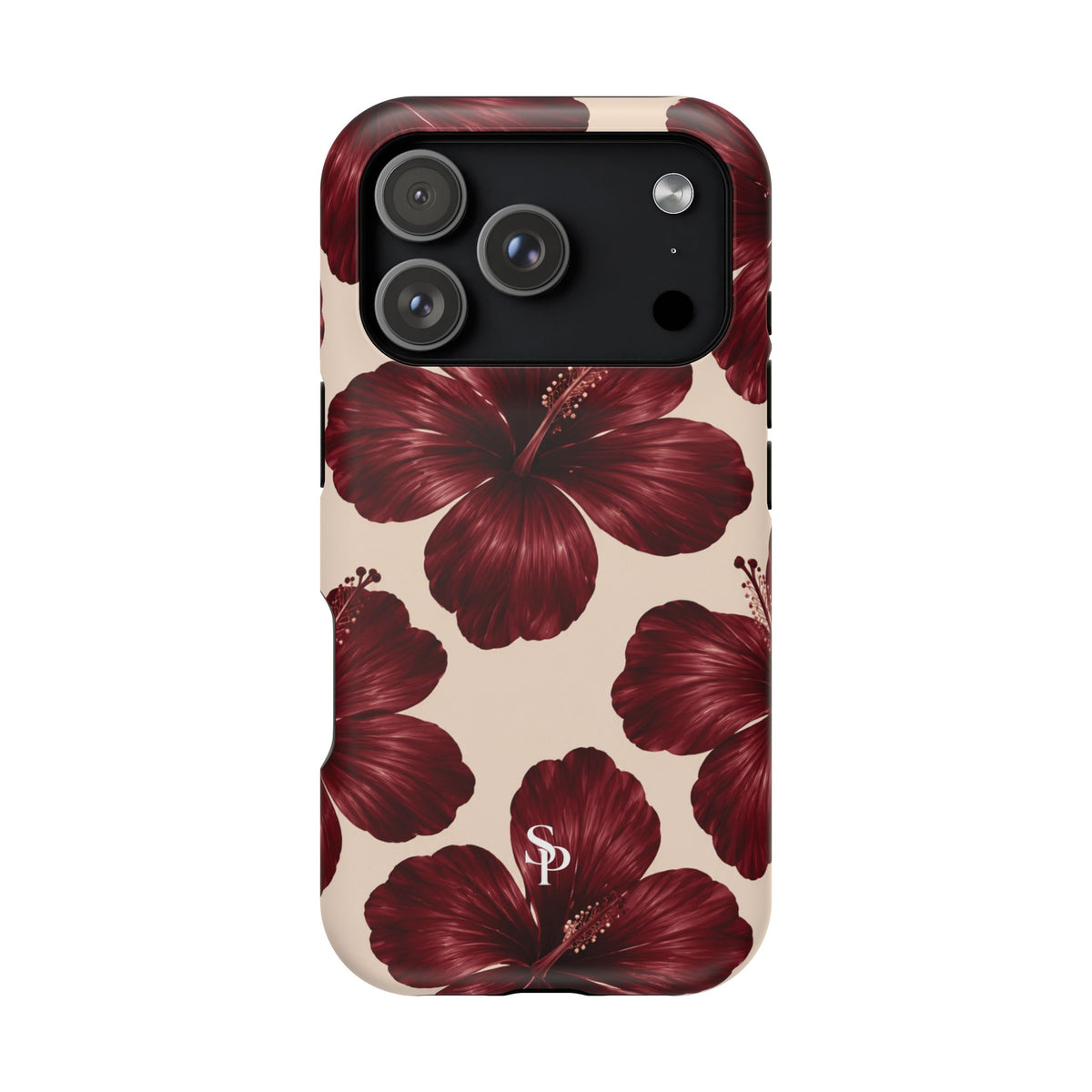 Burgundy Hibiscus Floral Magnetic Phone Case