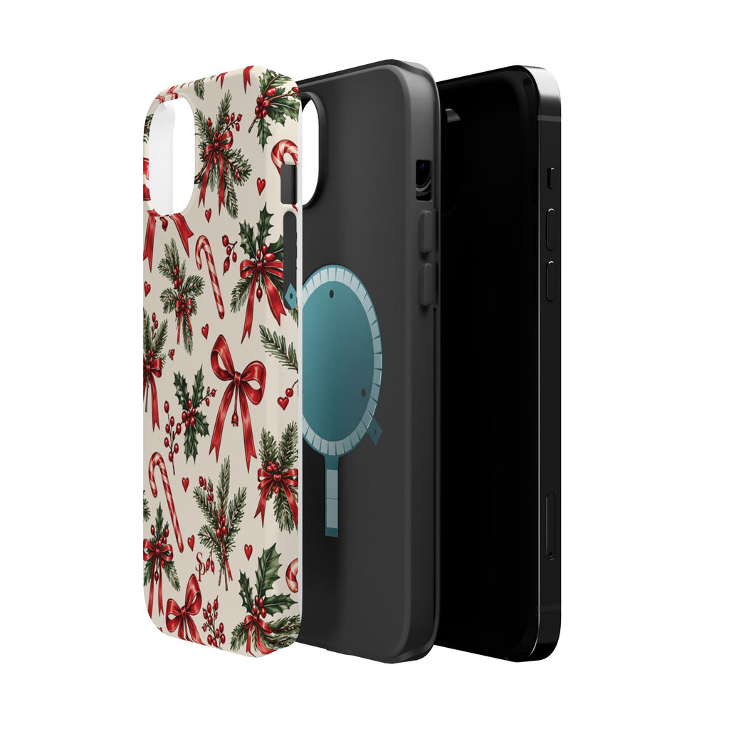 Christmas Candy Cane & Bow Magnetic Phone Case
