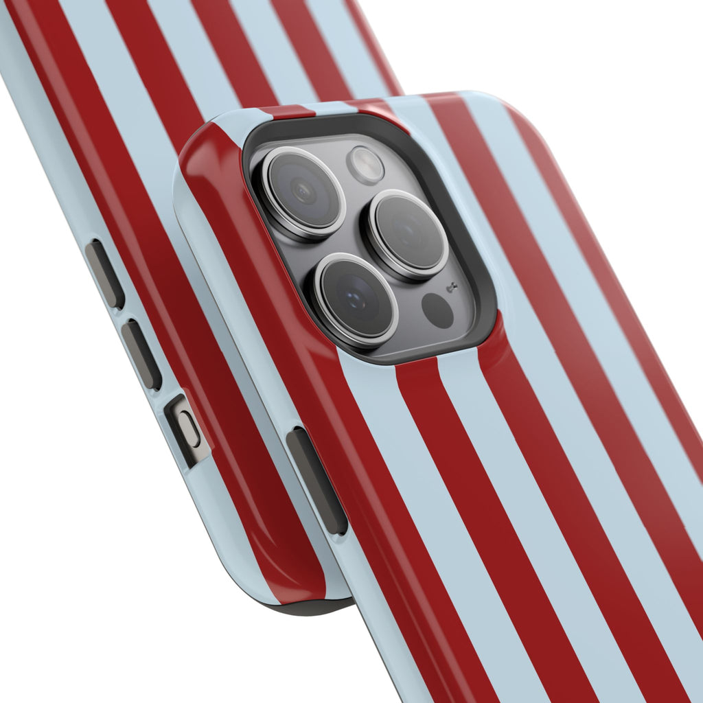 Red & Light Blue Vertical Stripe Magnetic Impact-Resistant Phone Case