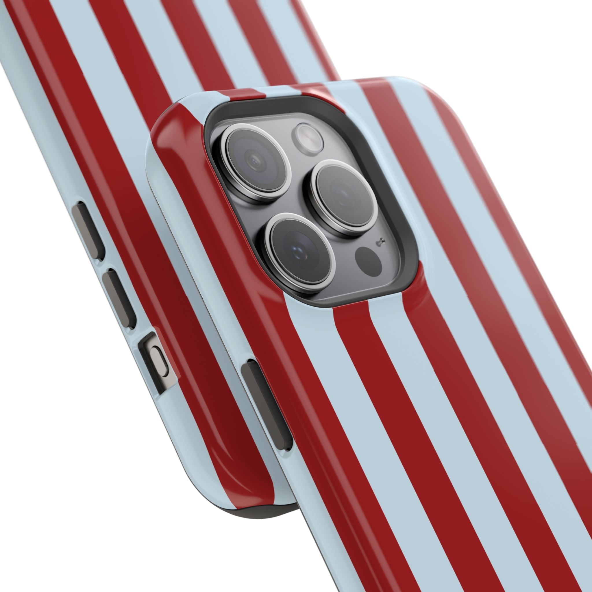 Red & Light Blue Vertical Stripe Magnetic Impact-Resistant Phone Case