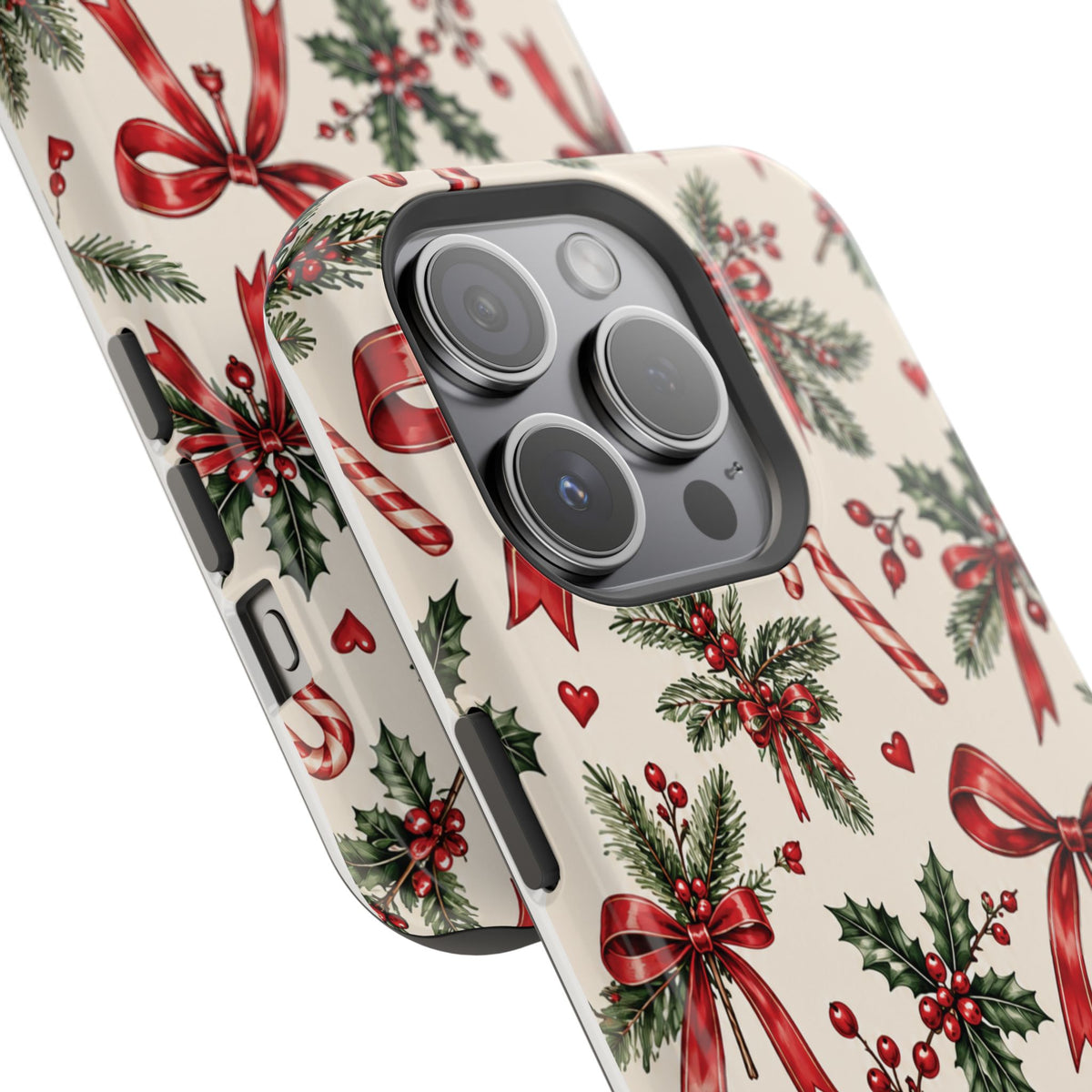 Christmas Candy Cane & Bow Magnetic Phone Case