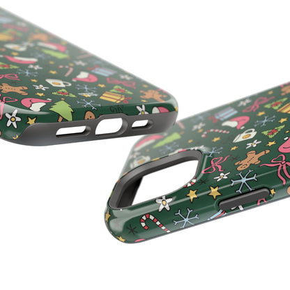 Green Festive Holiday Phone Case - Impact-Resistant Design for Christmas Cheer