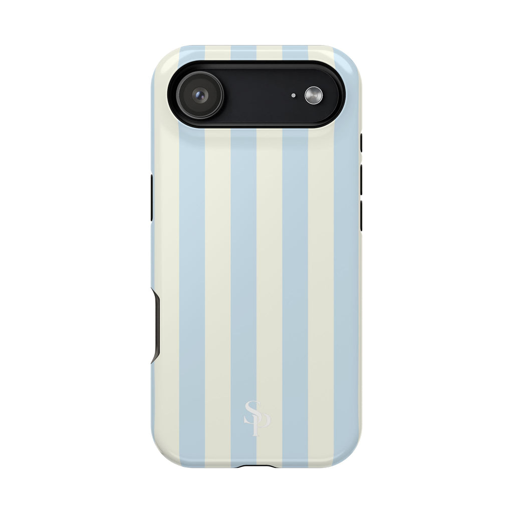 Pastel Blue & Cream Stripe Magnetic Impact-Resistant Phone Case