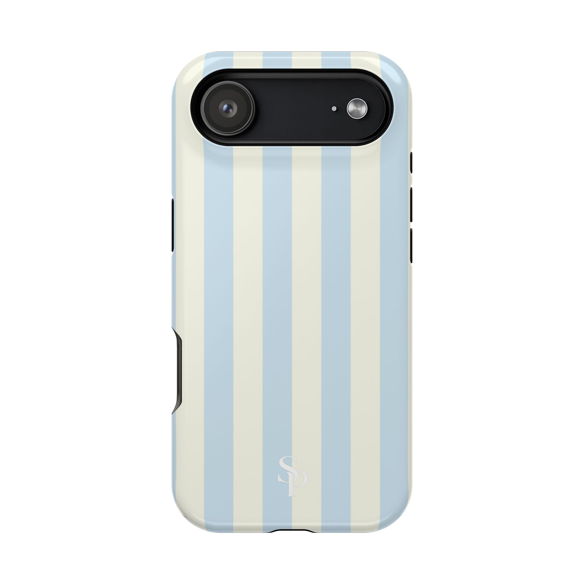 Pastel Blue & Cream Stripe Magnetic Impact-Resistant Phone Case