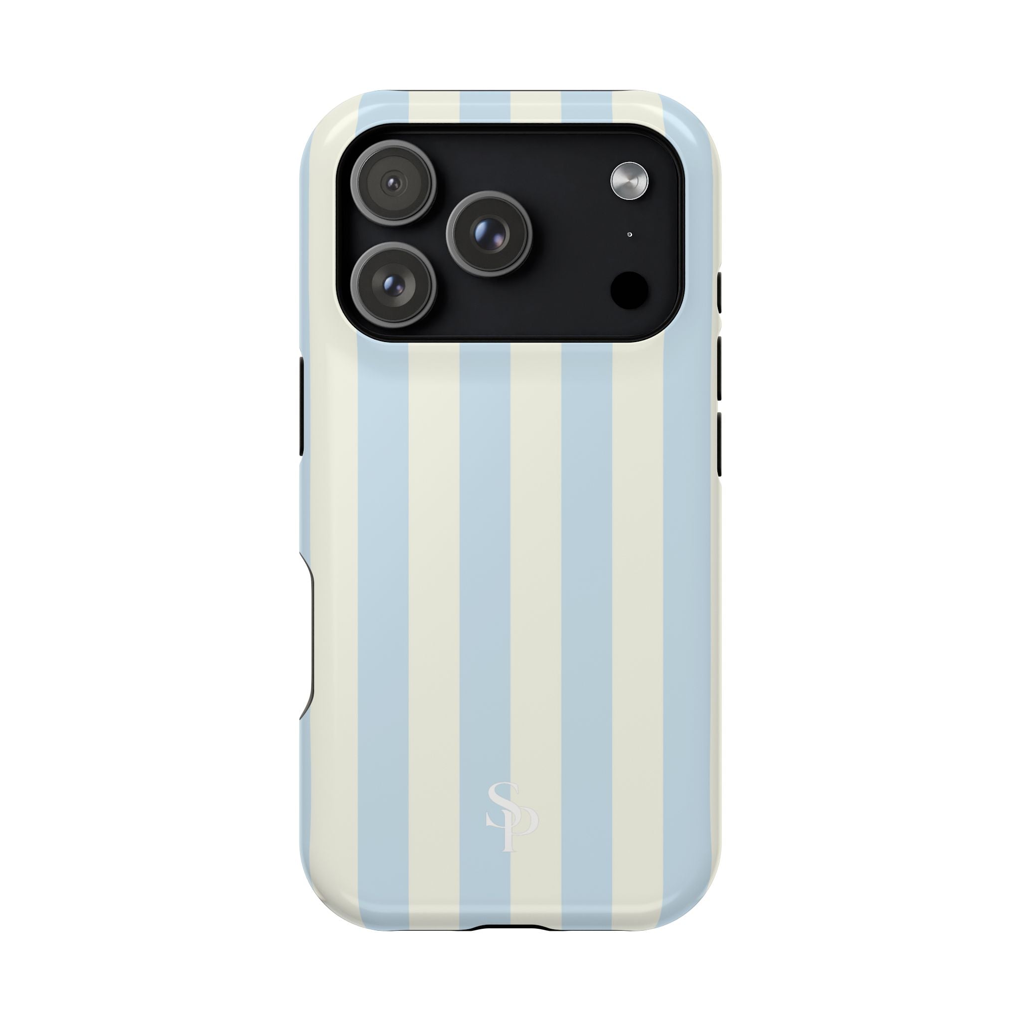Pastel Blue & Cream Stripe Magnetic Impact-Resistant Phone Case