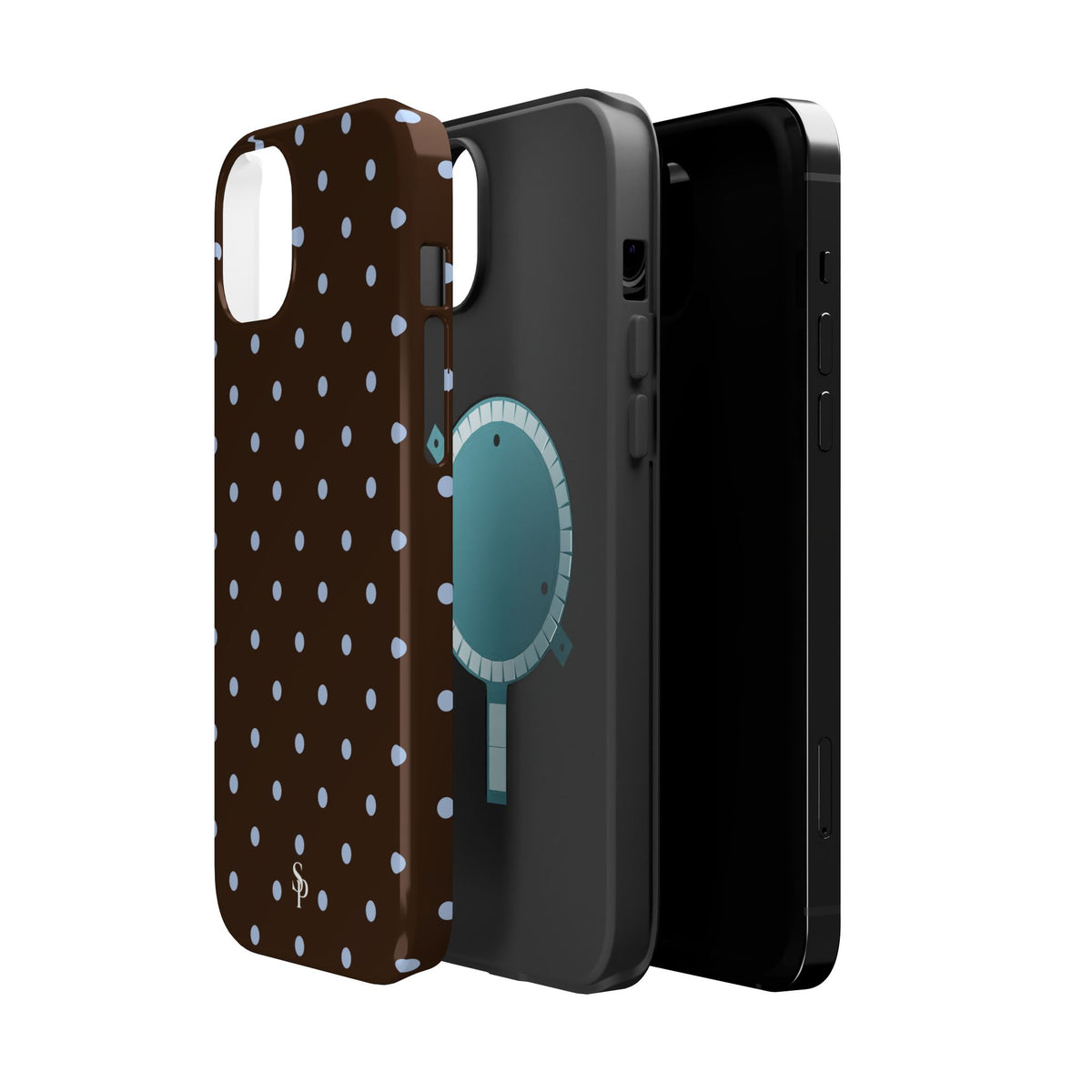 Brown & Light Blue Polka Dot Magnetic Phone Case