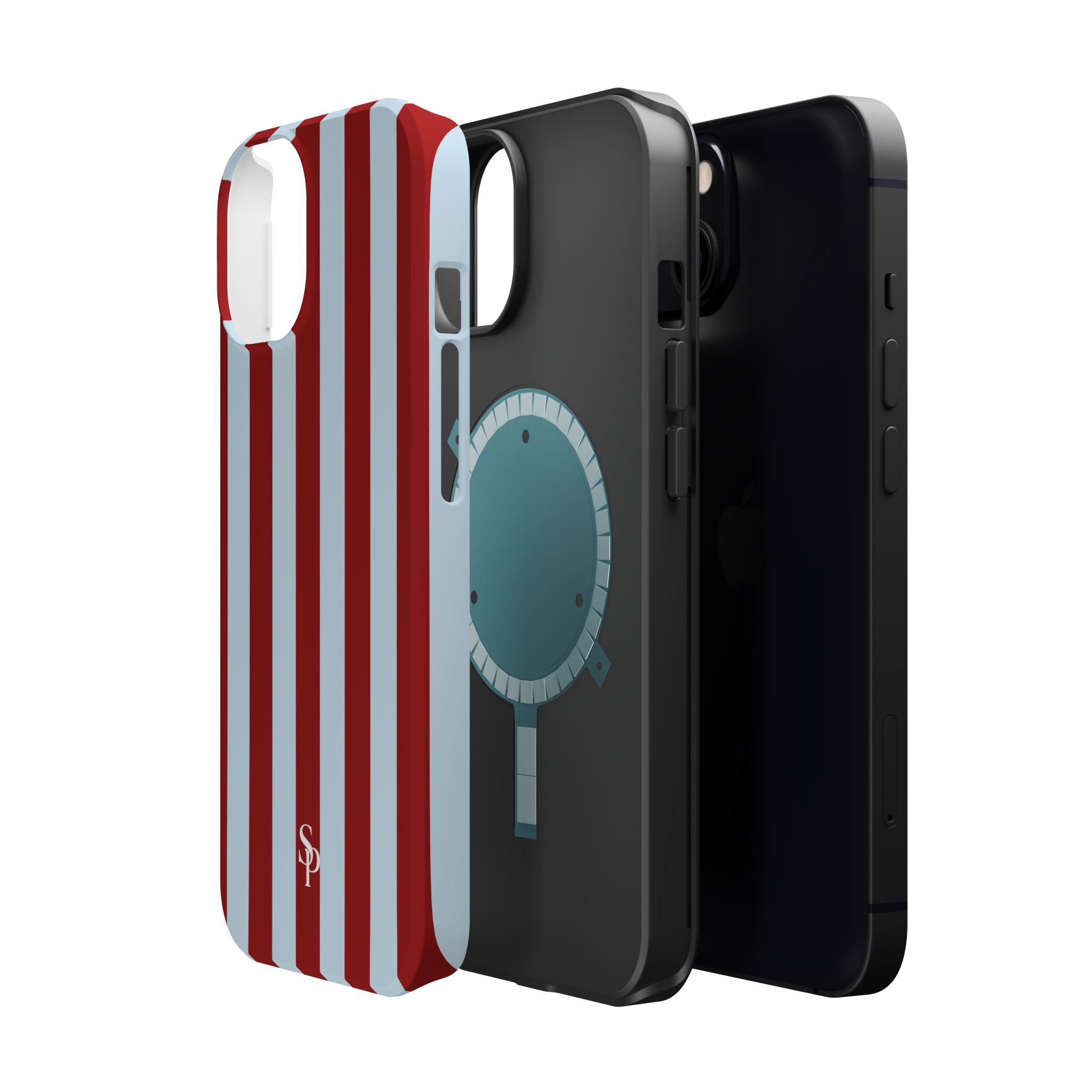 Red & Light Blue Vertical Stripe Magnetic Impact-Resistant Phone Case