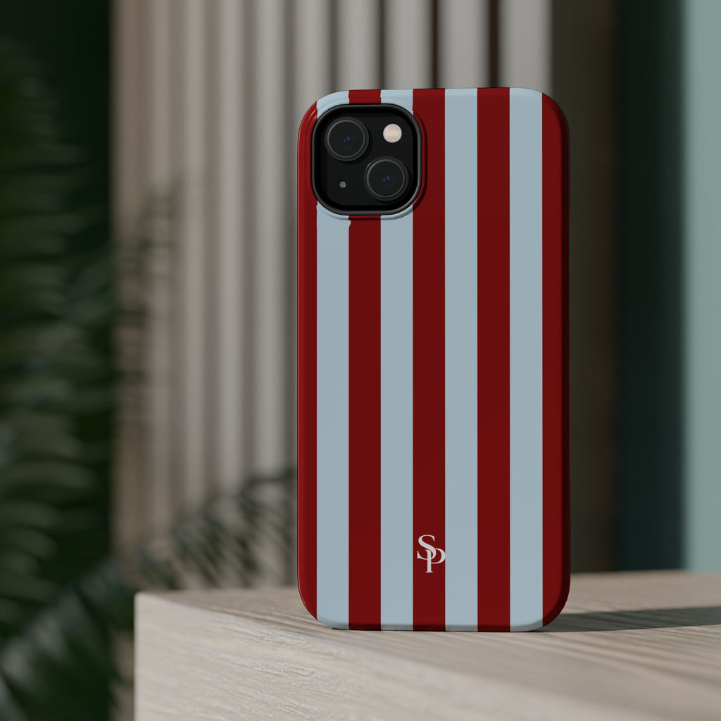 Red & Light Blue Vertical Stripe Magnetic Impact-Resistant Phone Case
