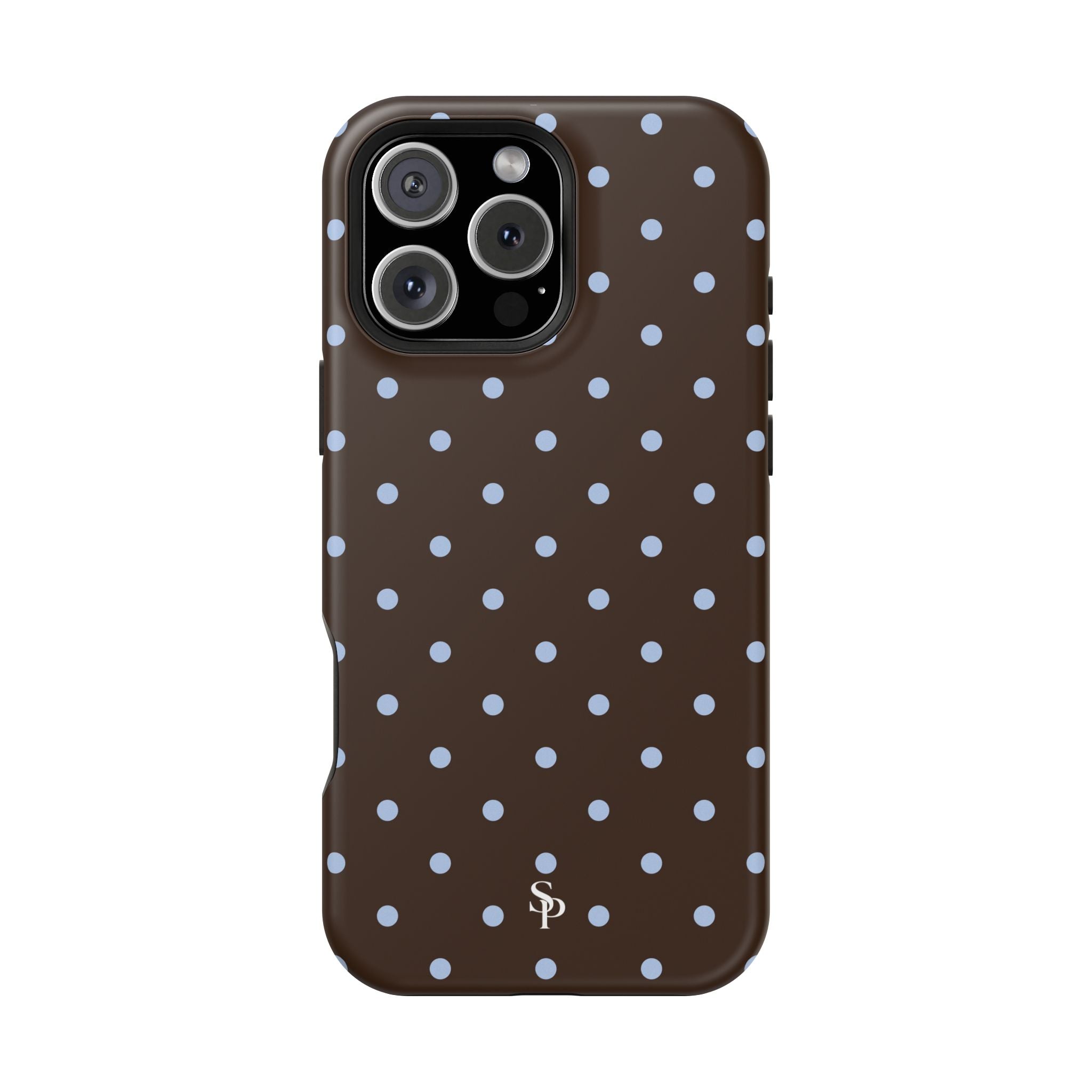 Brown & Light Blue Polka Dot Magnetic Phone Case