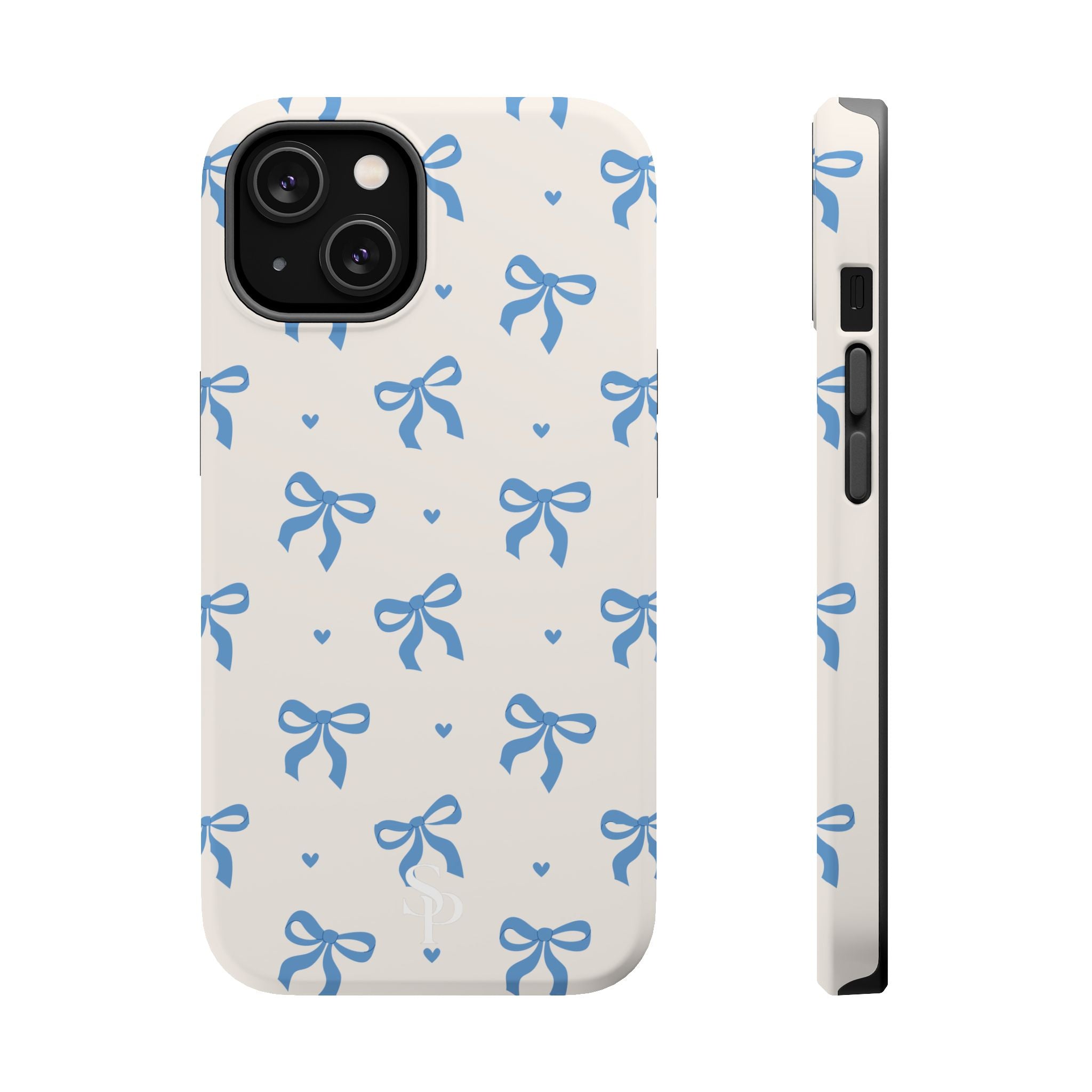 Blue Bow with Small Blue Hearts Magnetic Tough Case