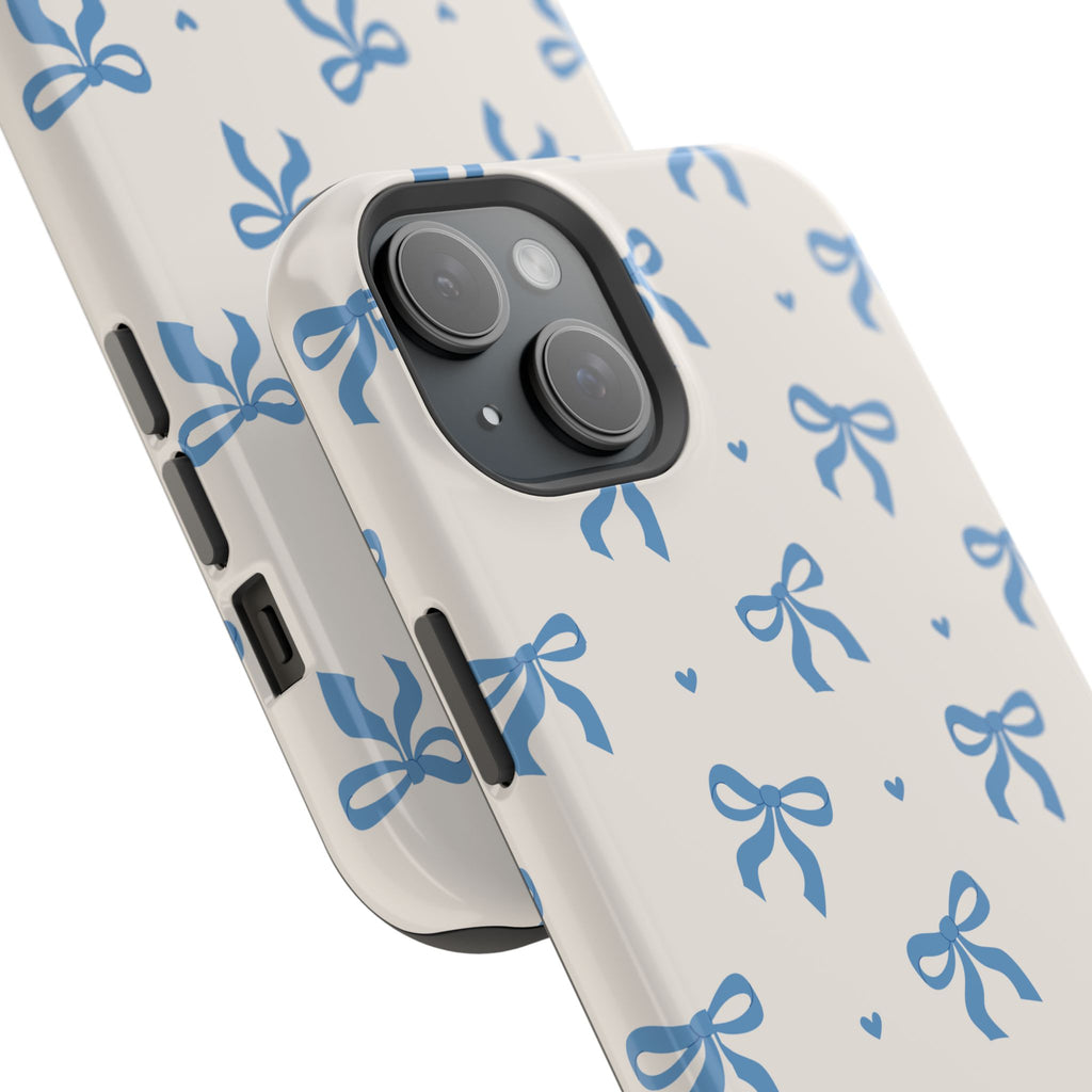 Blue Bow with Small Blue Hearts Magnetic Tough Case