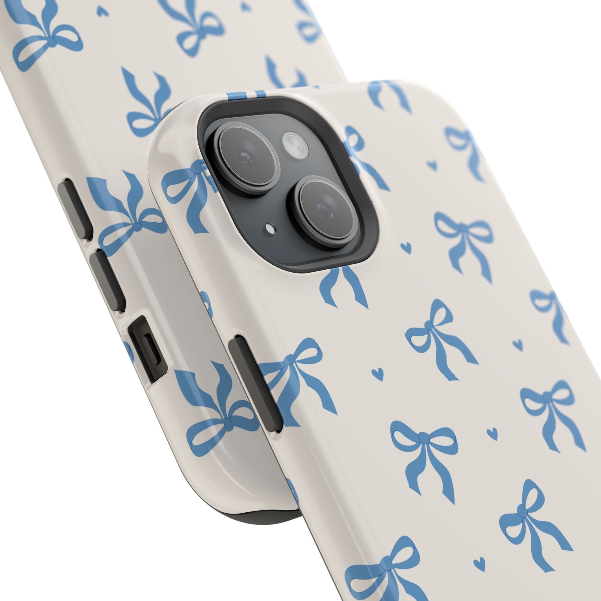 Blue Bow with Small Blue Hearts Magnetic Tough Case