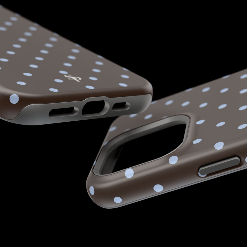 Brown & Light Blue Polka Dot Magnetic Phone Case