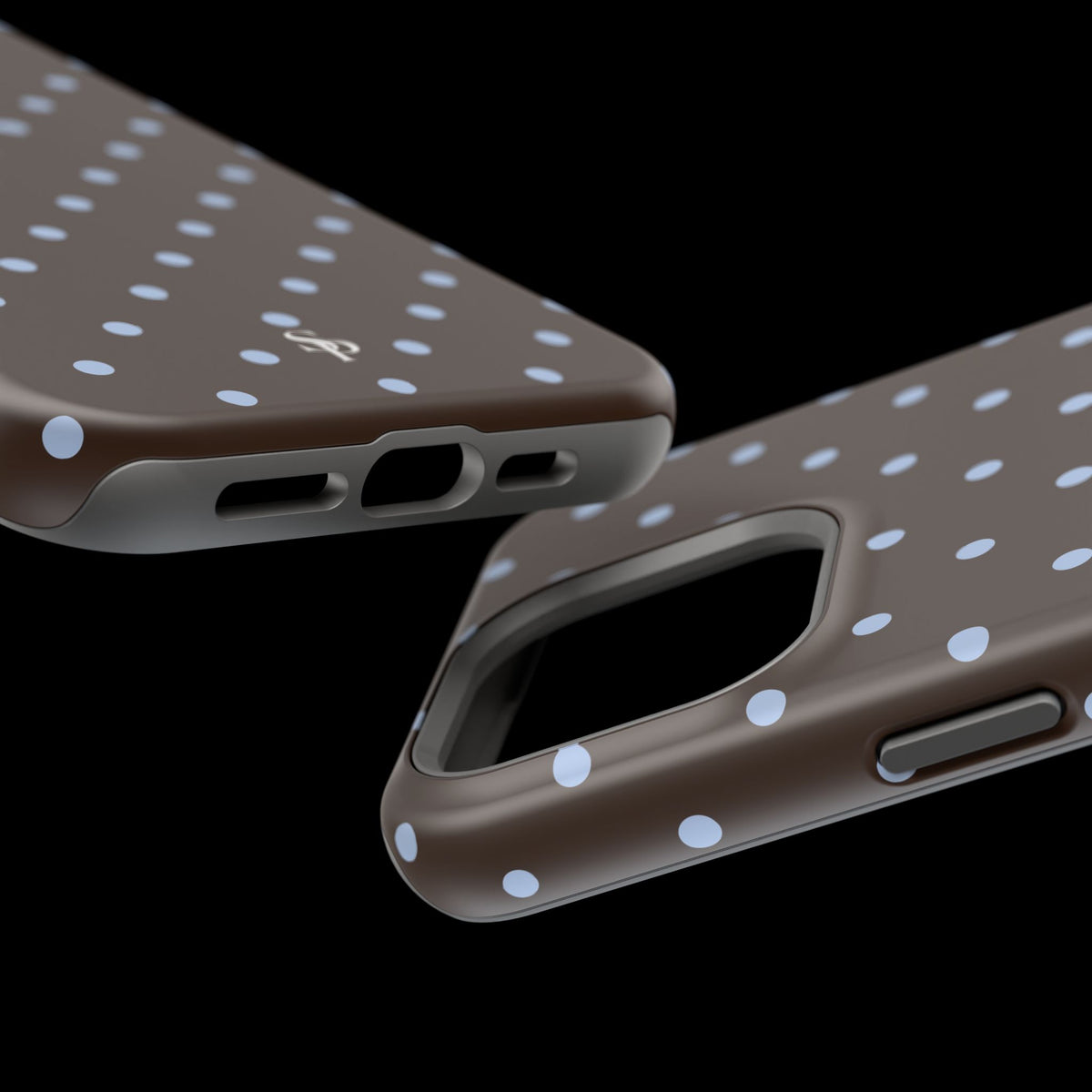 Brown & Light Blue Polka Dot Magnetic Phone Case