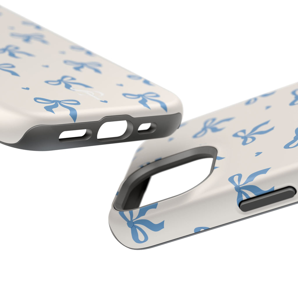 Blue Bow with Small Blue Hearts Magnetic Tough Case