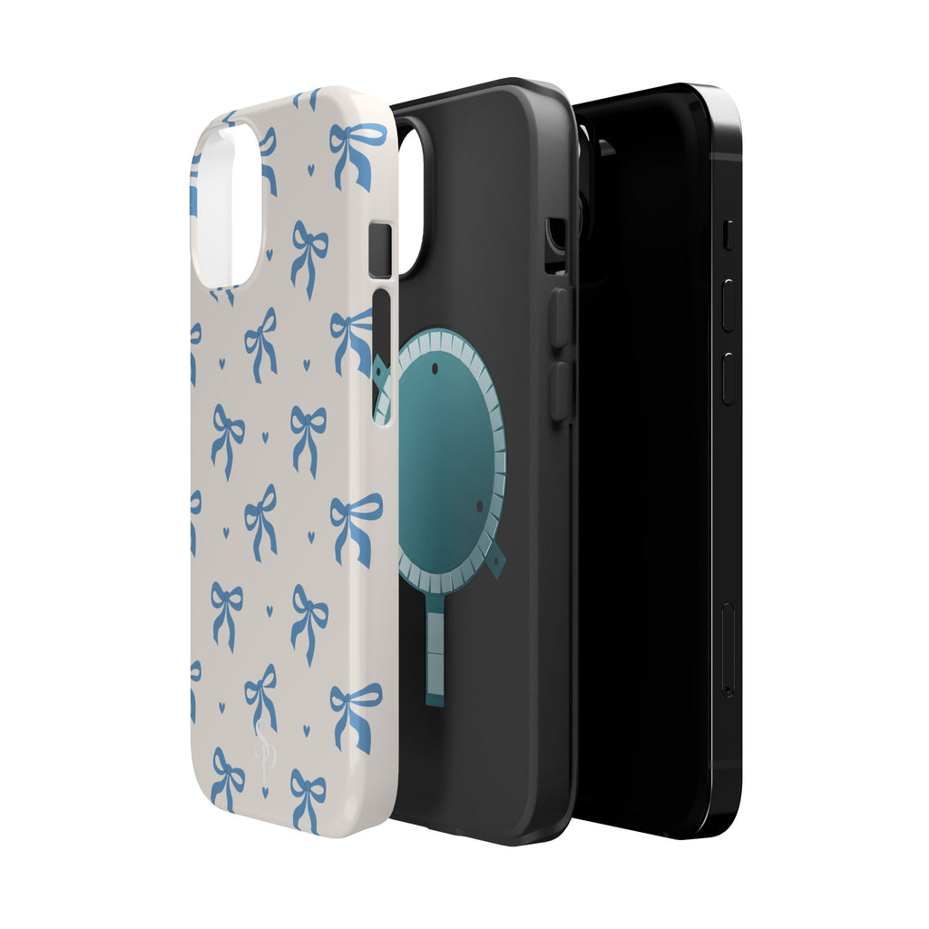 Blue Bow with Small Blue Hearts Magnetic Tough Case