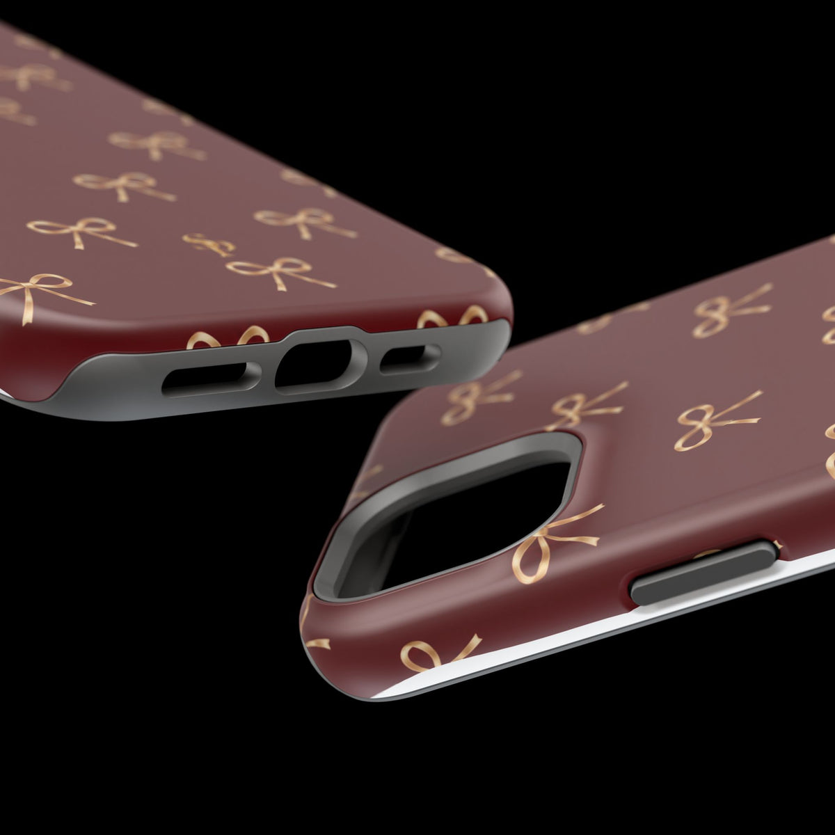 Burgundy Festive Gold Bow Magnetic Phone Case